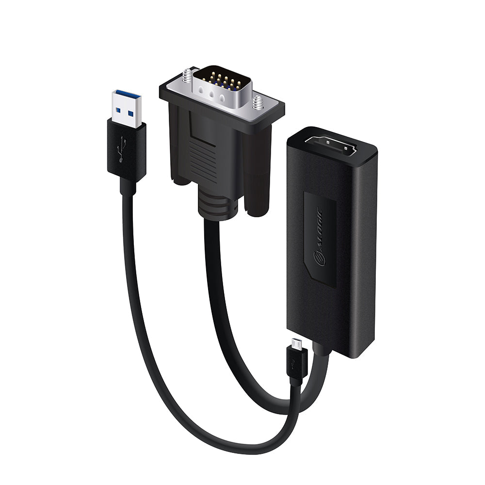 Portable VGA to HDMI Adapter Converter with USB Audio - 1080p Full HD Resolution Support for Laptop, PC, Monitor, Projector | Home Office, Gaming & Presentations