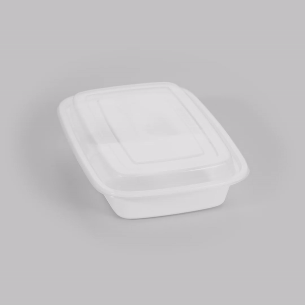 26 oz White Plastic 3-Compartment Meal Prep Containers with Clear Lids - Microwave Safe, BPA Free (8.75