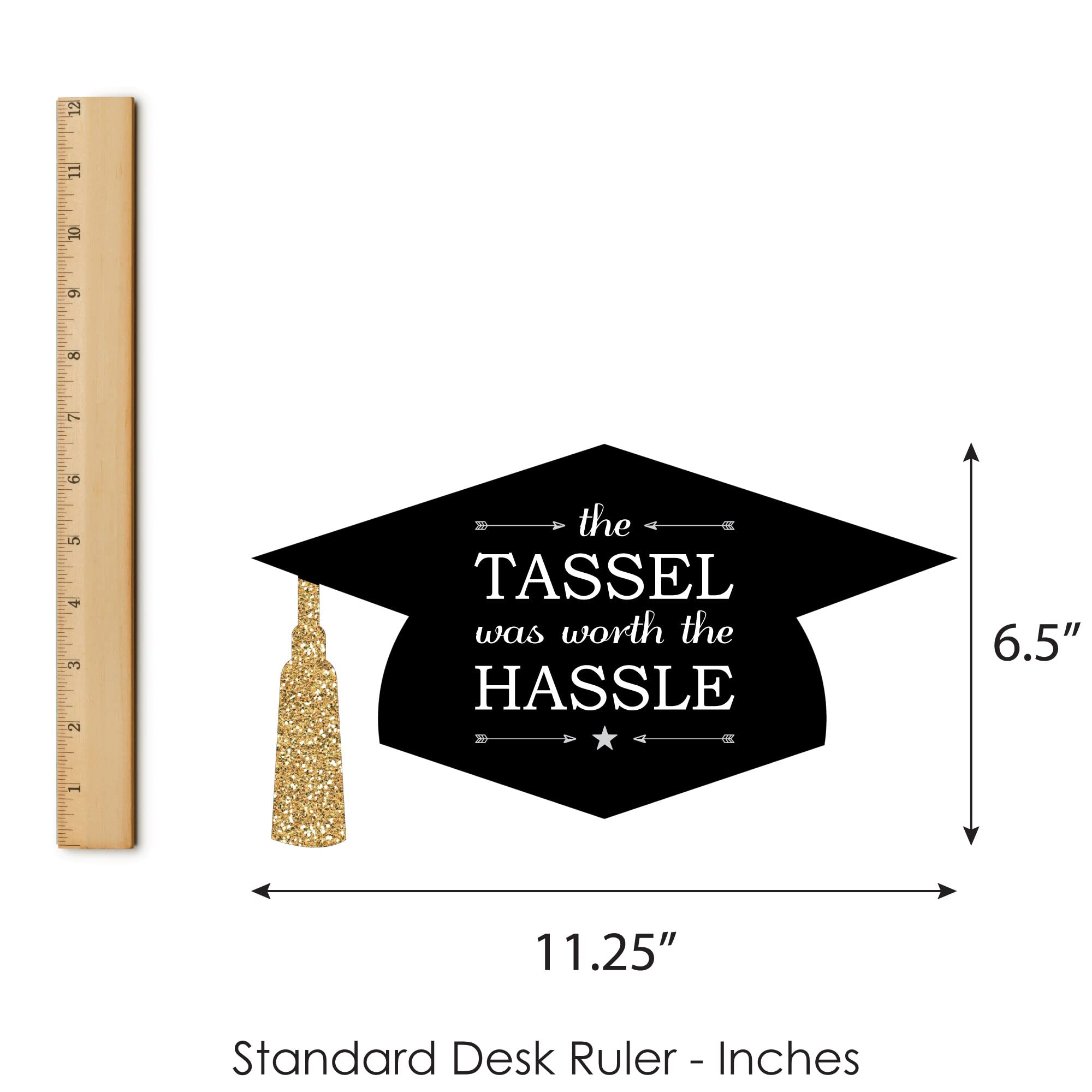Funny Graduation Caps - Gold Photo Booth Props for Graduation Party Decorations - Set of 20 - Perfect for Graduation Photos, Commencement Celebrations & School Events