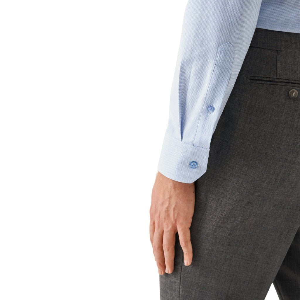 ETON Men's Semi-Solid Dobby Dress Shirt - Single Cuff, Contemporary Fit, Light Blue | Formal & Business Attire for Office & Special Occasions