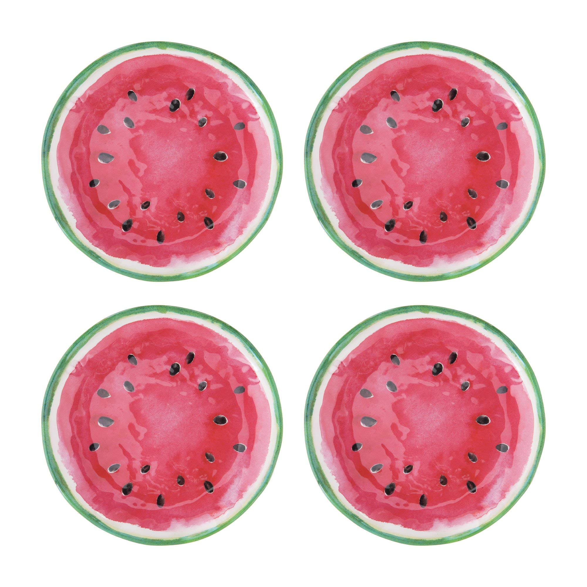 UPware 16-Piece Watermelon Melamine Dinnerware Set - Durable Outdoor Dishes with Plates & Bowls - Service for 4 - Vibrant Red - Perfect for Picnics, BBQs, Pool Parties & Outdoor Dining
