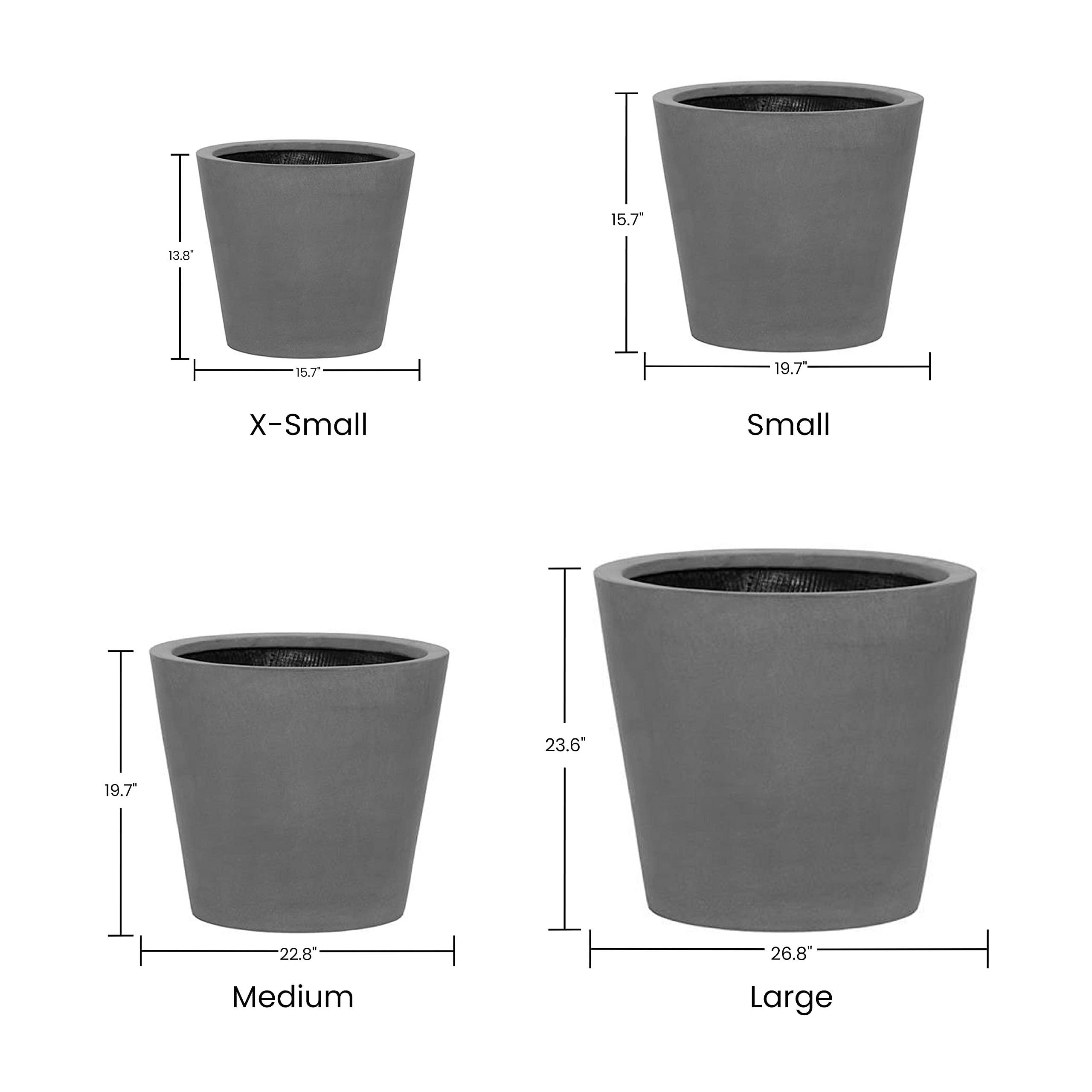 E1004-40-MW Modern Round Fiberstone Planter Pot - Matte White Indoor/Outdoor Plant Bucket for Home Garden, Patio & Office Decor