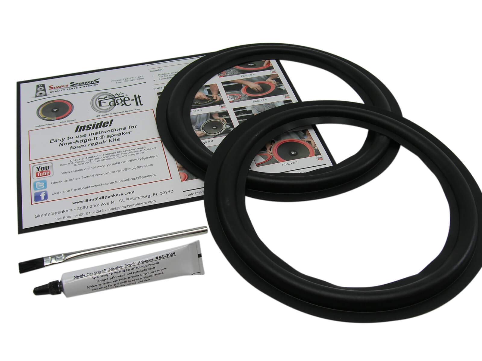Rubber Edge 10 Inch Speaker Repair Kit RSK-10A (Pair) - High-Quality Replacement for Home Audio and Car Sound Systems