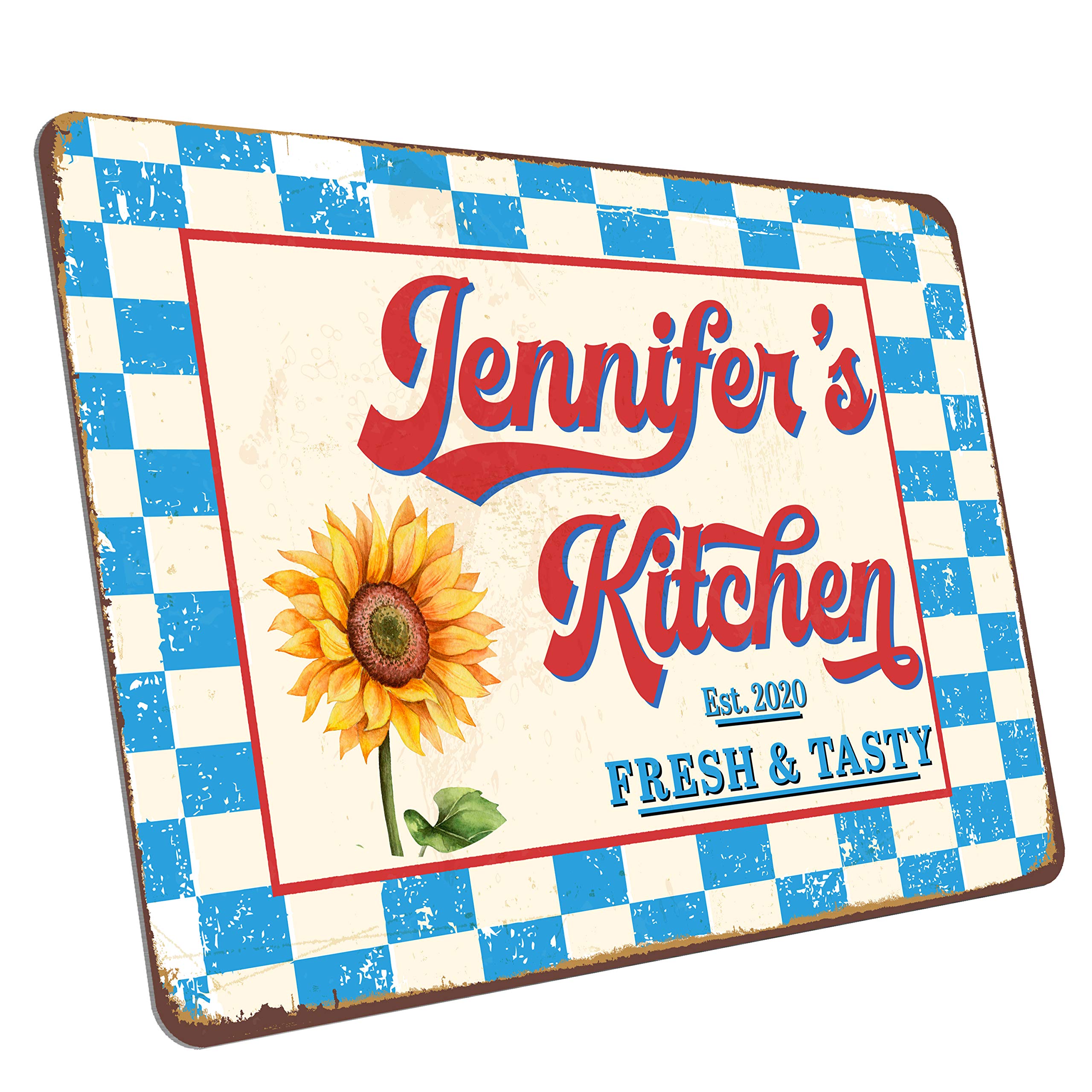 Custom Vintage Kitchen Sign - Personalized Family Wall Art Decor with Retro Design & Text, 8 x 12 Inches, Perfect for Housewarming Gifts, Farmhouse Kitchen Decor, Dining Room Accent