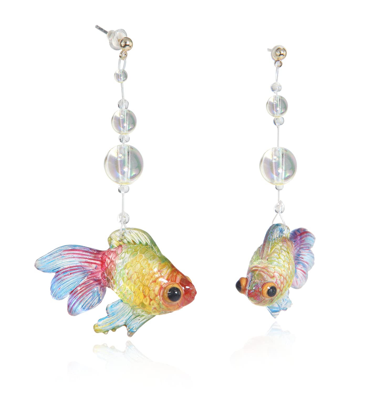Handmade Colorful Goldfish Acrylic Dangle Earrings for Women - Hand-Painted Drop Earrings with Stud Backing | Perfect for Casual Wear, Parties, and Gift Giving
