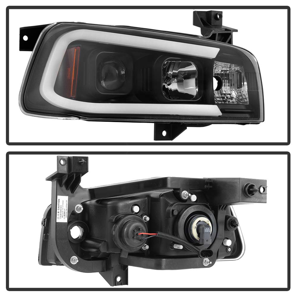 Bright LED Tube DRL Headlights for Dodge Charger 2006-2010 - Black/Clear Lens - Upgrade Your Ride with Daytime Running Lights for Enhanced Style & Safety