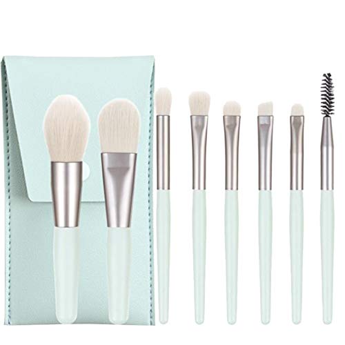 Premium 8-Piece Makeup Brush Set - Soft Bristles for Eyeshadow, Powder & Foundation - Eco-Friendly Wooden Handle (Green) - Perfect for Professional Makeup Artists & Beginners | Home Use, Travel & Makeup Kit Essentials