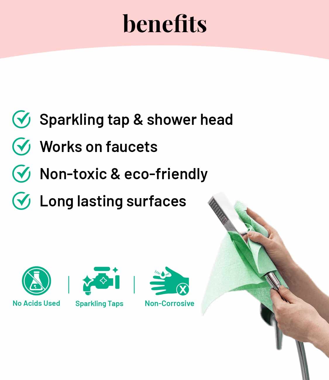 Born Good Eco-Friendly Plant-Based Tap and Shower Cleaner – Natural Hard Water Stain Remover & Limescale Dissolver – 500ml Spray Bottle (Pack of 1) – Perfect for Bathroom, Kitchen, and Faucet Cleaning