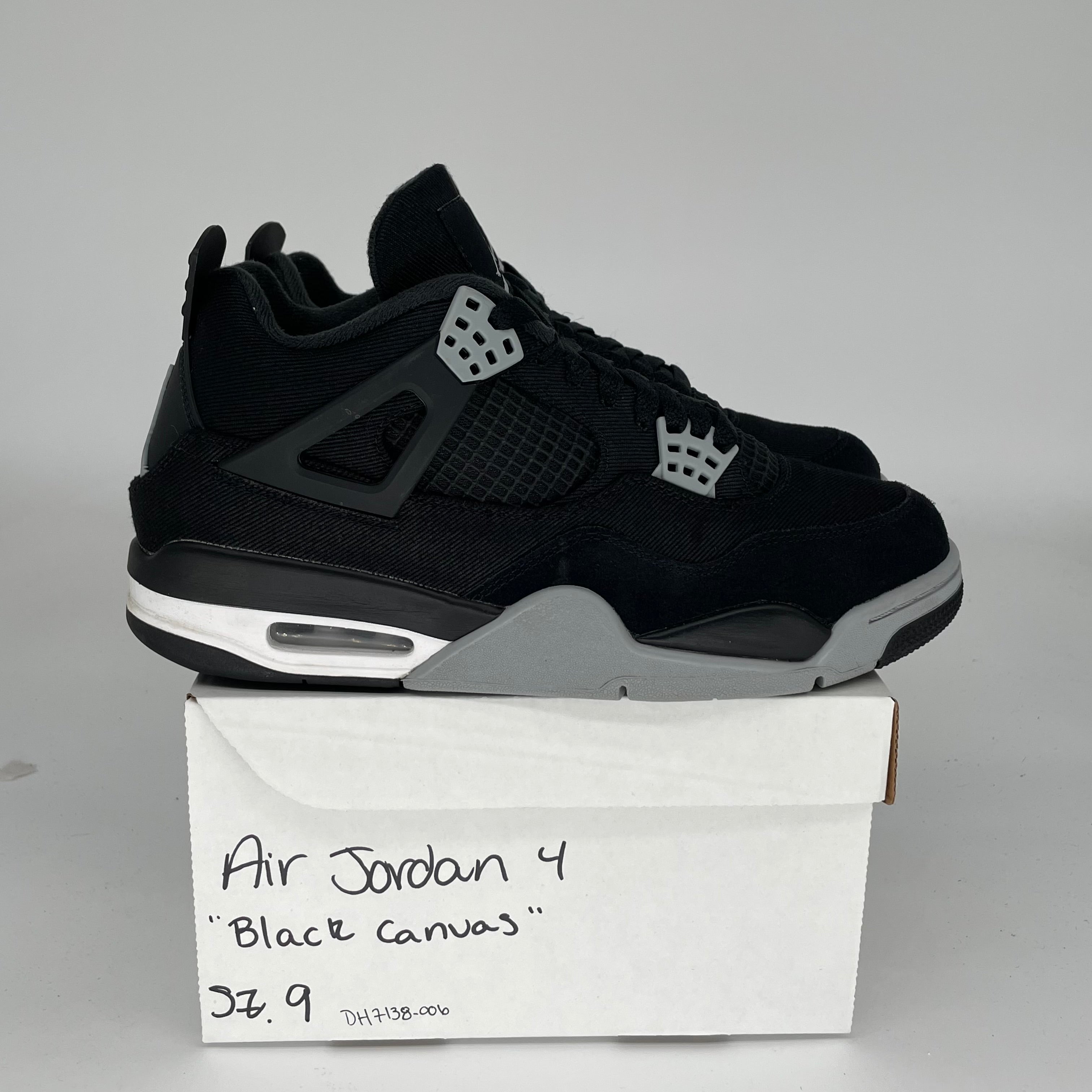 AIR JORDAN 4 Retro Black Canvas Men's Basketball Shoes Size 9 - DH7138-006 | Sneakers for Casual Wear, Street Style & Sports
