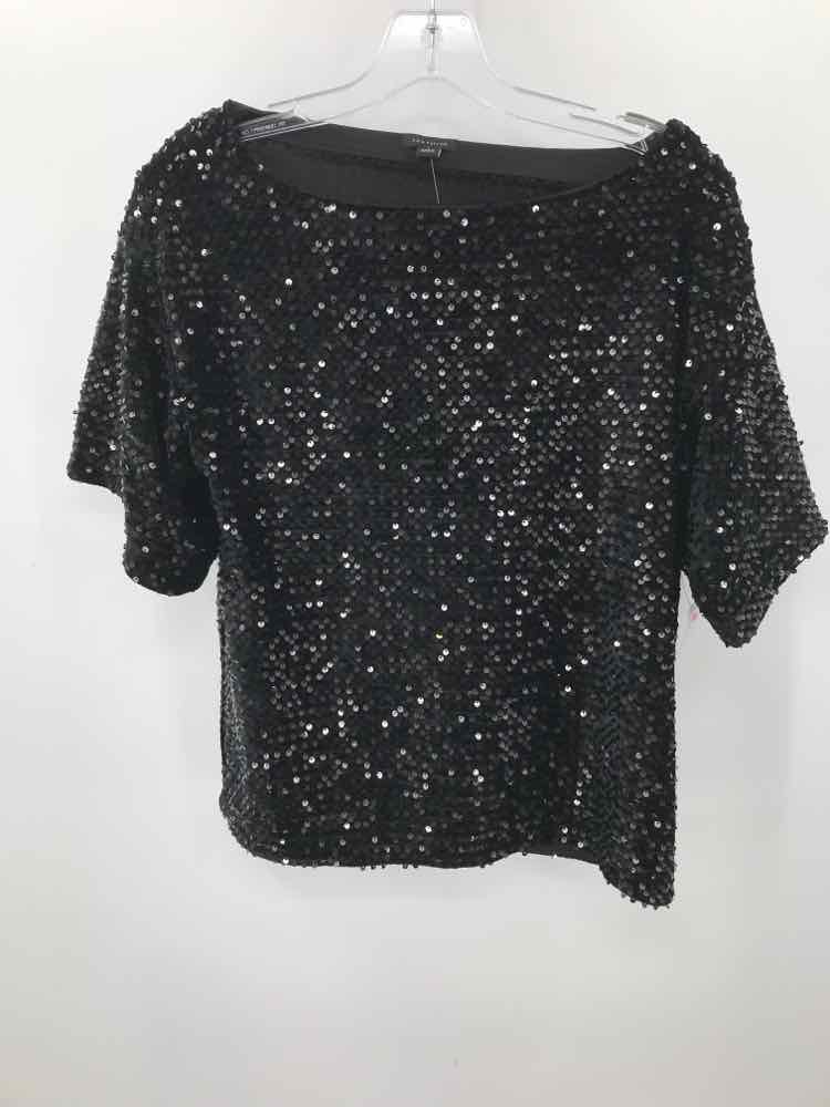 Pre-Owned Ann Taylor Black Sequin Blouse Size Small - Perfect for Holiday Parties, Date Nights & Special Occasions