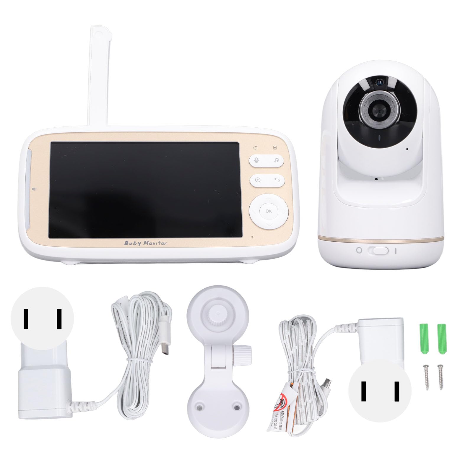 HD Baby Monitor with 5-Inch Screen, 2-Way Audio, Temperature Display & Lullabies - Home Security Camera for Pets & Kids (US Plug) | Perfect for Nursery, Bedroom & Pet Safety Monitoring