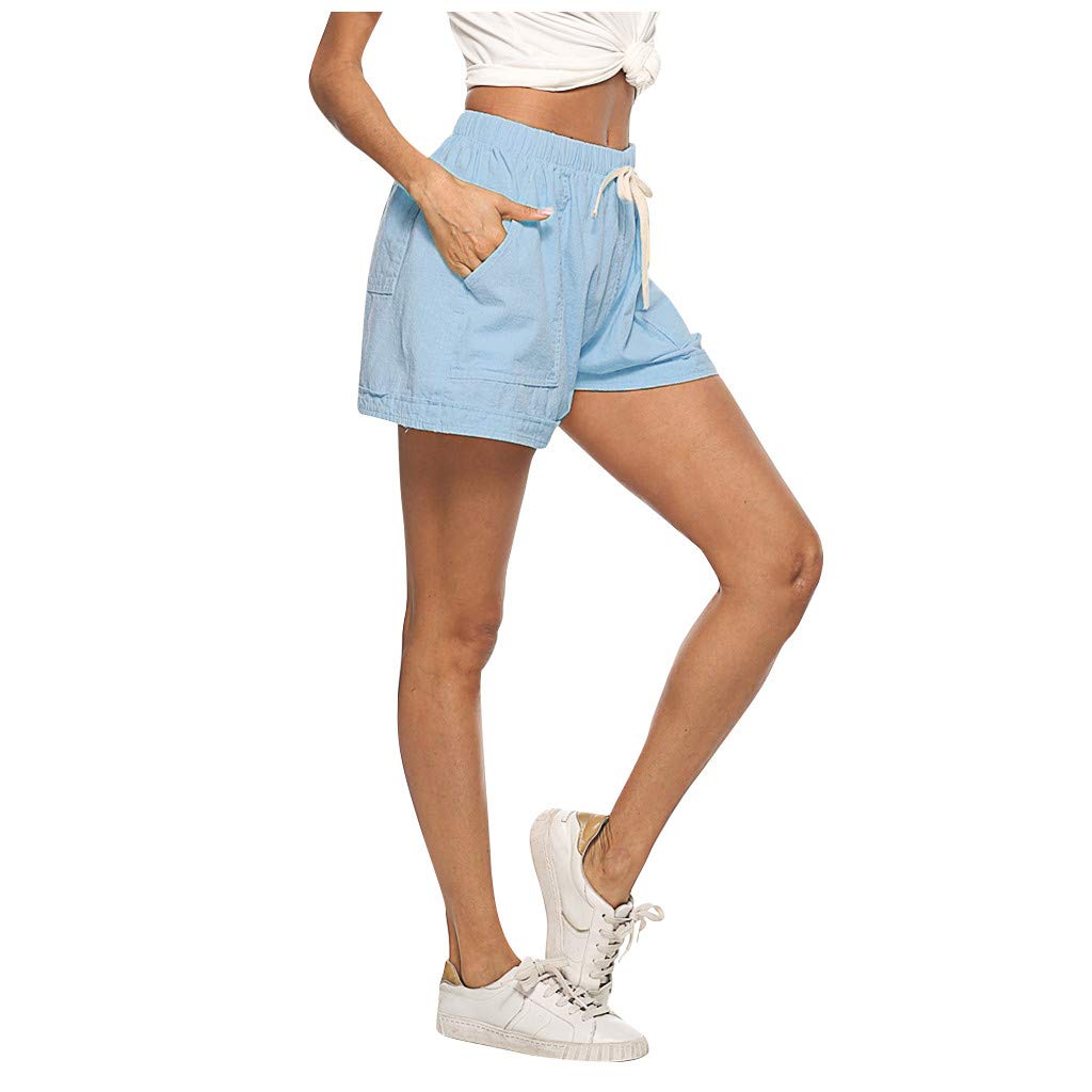 Women's Faux Leather Workout Shorts - Cotton Linen Wide Leg Hot Shorts with 4 Pockets & Lace Up Design | Perfect for Gym, Yoga, Running & Casual Wear