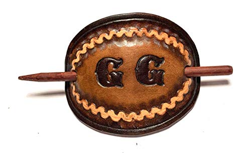 Personalized Leather Hair Barrette - Initials/Name Hair Clip for Ponytails & Updos