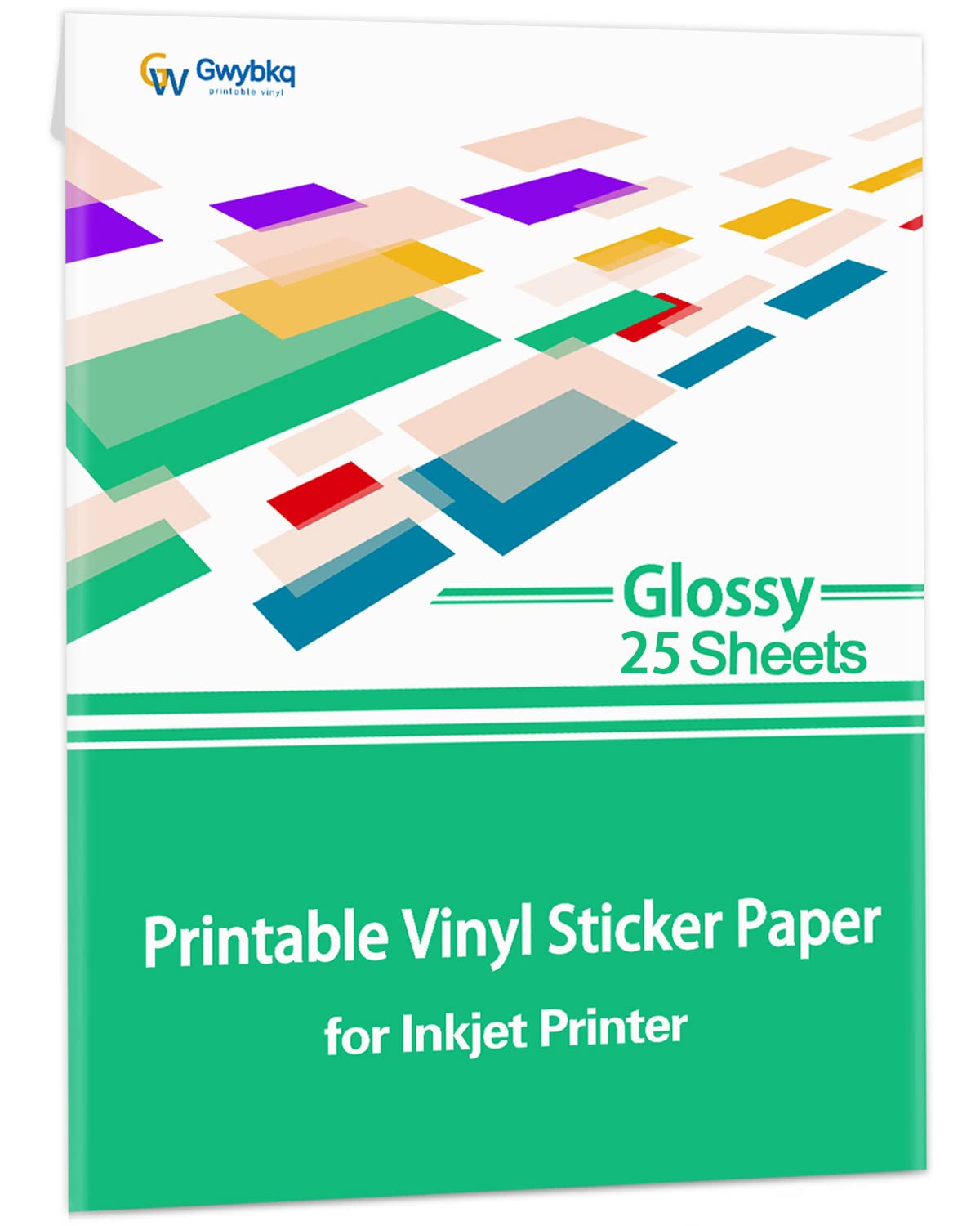 Glossy Printable Vinyl Sticker Paper for Inkjet Printer - 25 Sheets 8.5