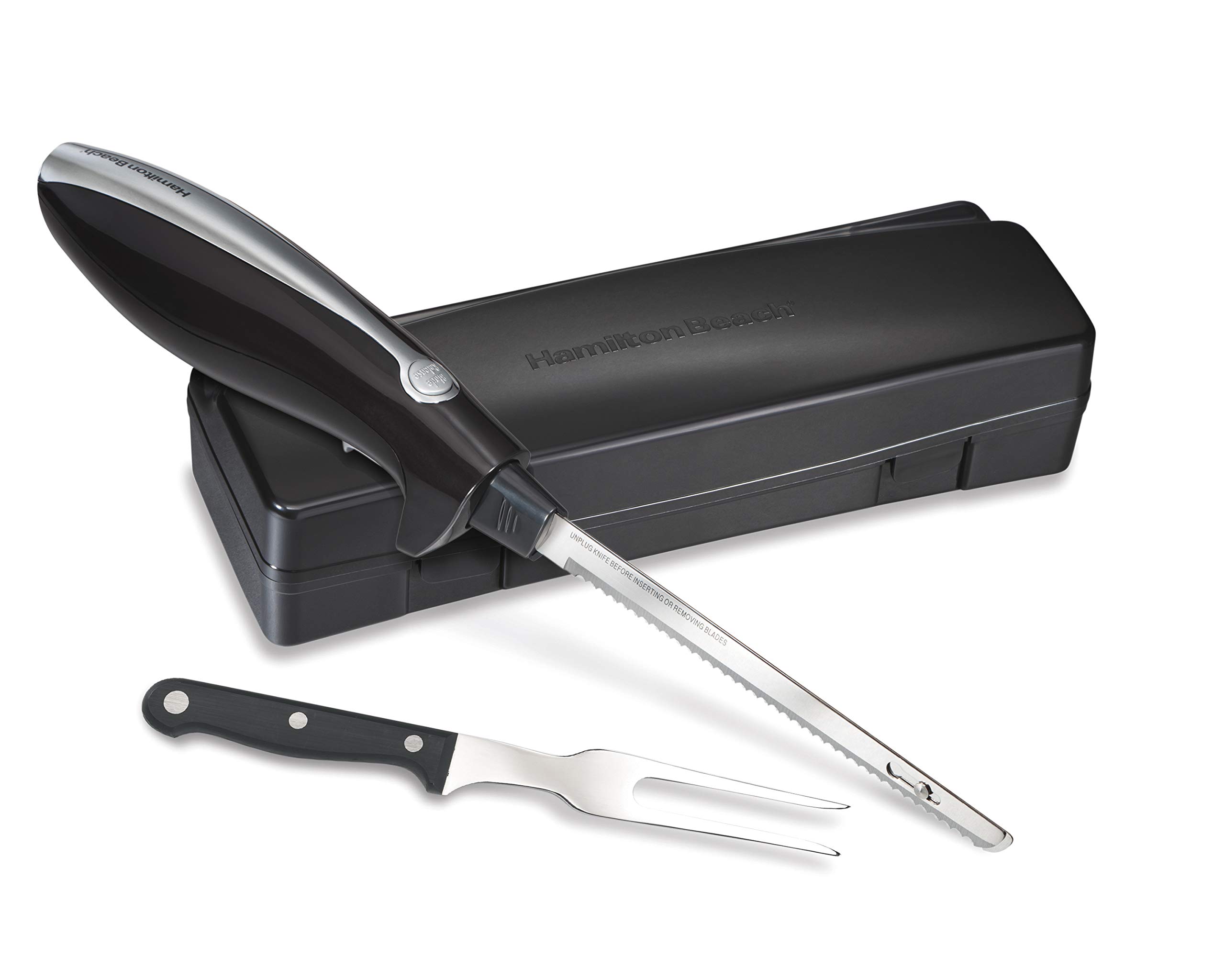 Hamilton Beach Black Chrome Classic Electric Knife - 2-Pack Set for Effortless Slicing | Perfect for Roasts, Turkey, Bread & Holiday Meals | Premium Kitchen Cutting Tool