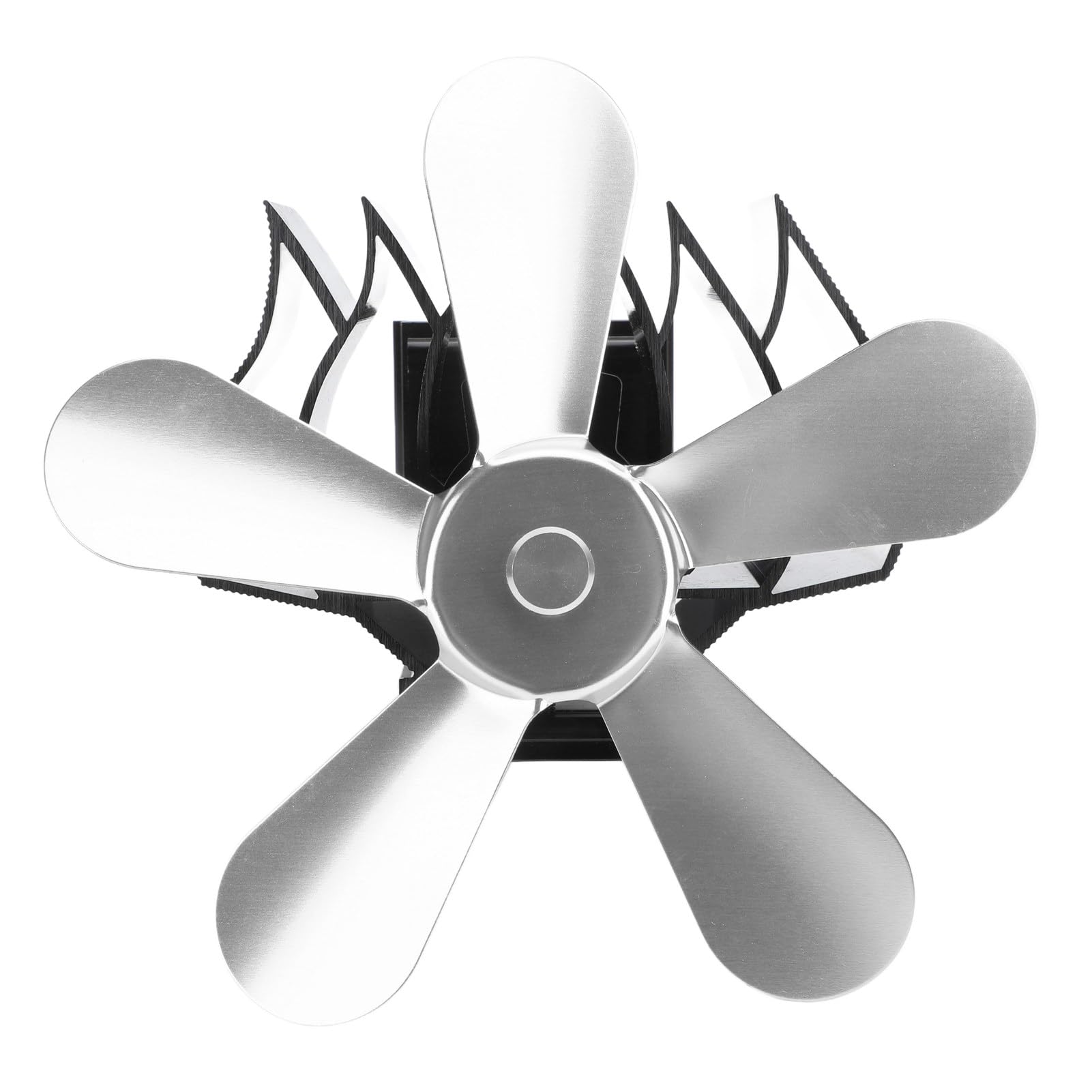 Heat Powered Stove Fan - 5 Blade Wood Burning Fireplace Fan (Silver) for Efficient Heating