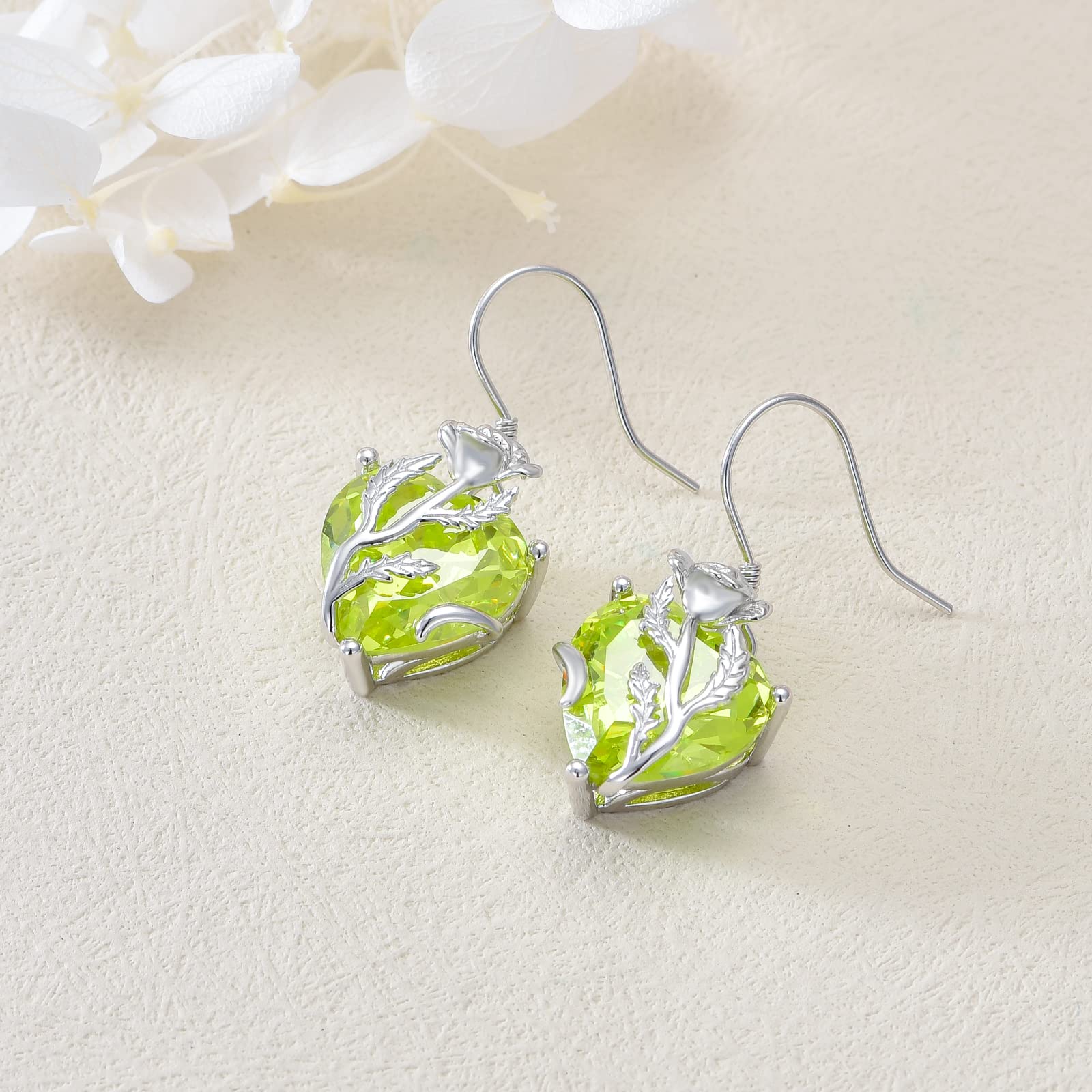 TOUPOP Sterling Silver Heart Earrings for Women - Birth Month Flower Drop Dangle Earrings with Crystal, Elegant Jewelry Gift for Women & Girls | Perfect for Birthday, Anniversary & Special Occasions