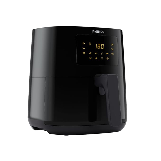 Philips Digital Air Fryer with Touch Panel - 4.1L Large Capacity, Rapid Air Technology, 7 Preset Menus & Extra 1 Year Warranty (HD9252/90, Black) | Perfect for Healthy Frying, Baking, Roasting & Reheating for Families