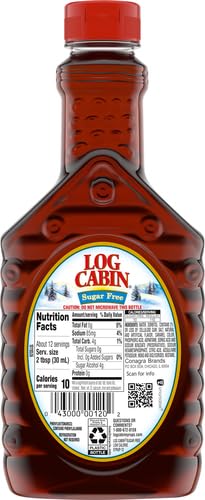 Log Cabin Sugar Free Syrup for Pancakes, Waffles & French Toast - 12 oz Bottle | Keto-Friendly Breakfast Syrup | Perfect for Pancake Stacks, Waffle Topping & Dessert Drizzles
