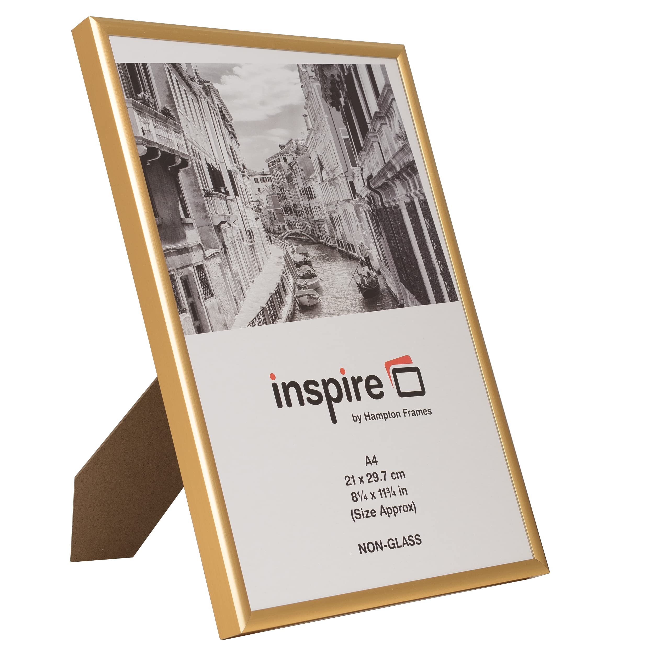 Hampton Frames BACKLOADER Poster Certificate Photo Frame - Plexi Glass with Gold Trim - A4 Size (BLR2130GLD) - Perfect for Offices, Classrooms & Home Decor