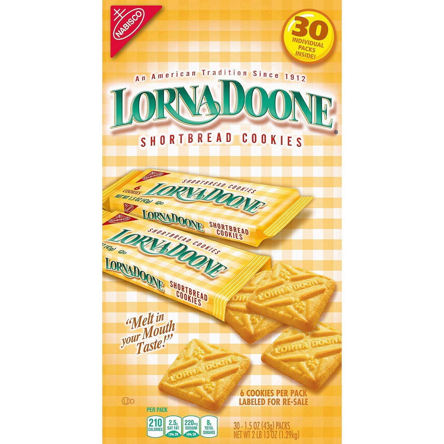 Nabisco Lorna Doone Shortbread Cookies - 30 Count (Pack of 6) | Buttery Crisp Cookies for Tea Time, Gifts & Snacking