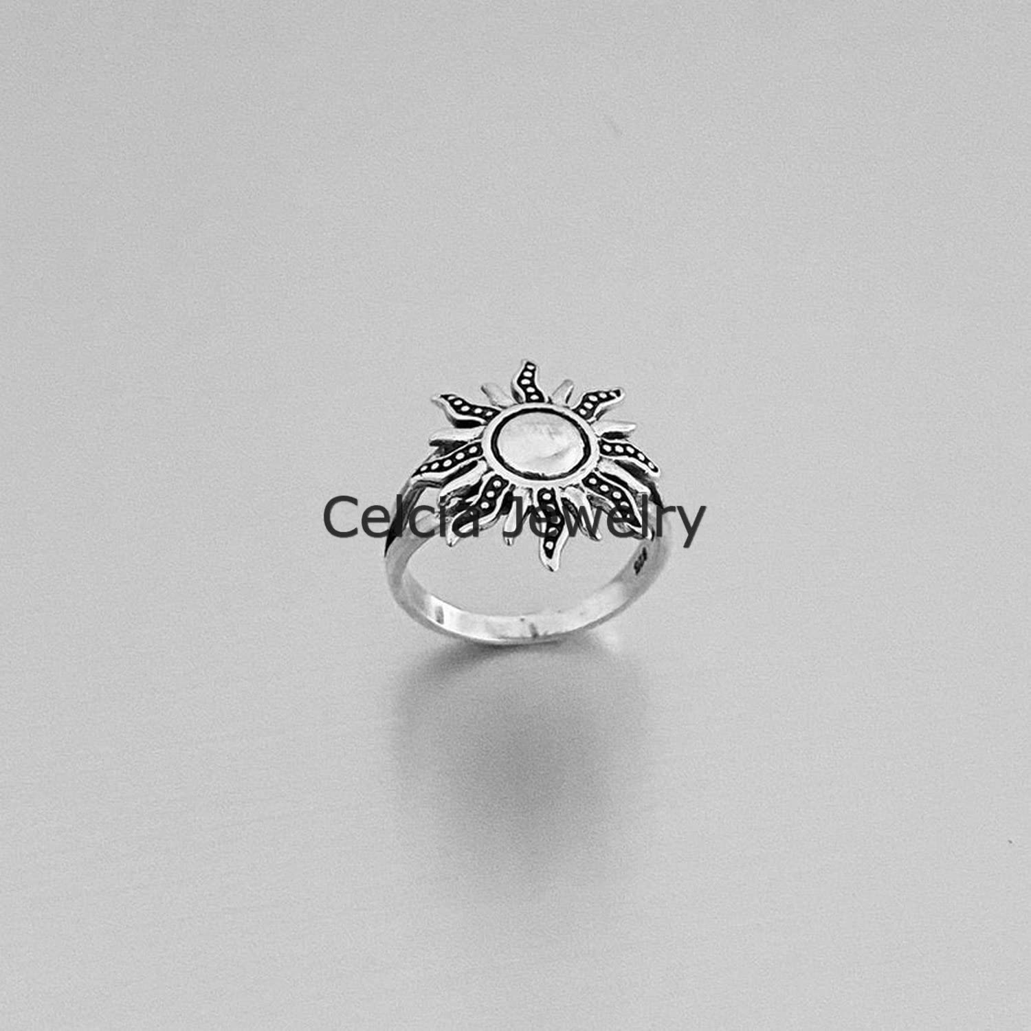 925 Sterling Silver Blazing Sun Ring for Women - Celestial Sky Jewelry, Minimalist Sunshine Ring - Perfect Mother's Day Gift, Birthday Present for Her - Size 7 - Ideal for Daily Wear, Special Occasions & Gift Giving