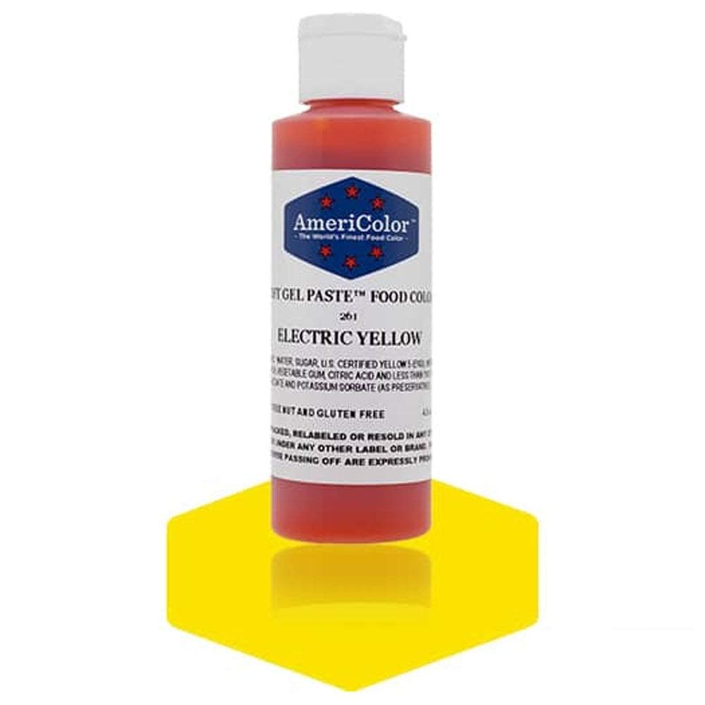 AmeriColor Electric Yellow Soft Gel Food Coloring - 13.5 oz (400ml) Vibrant Baking Dye for Cakes, Cookies, Frosting & Candy Making