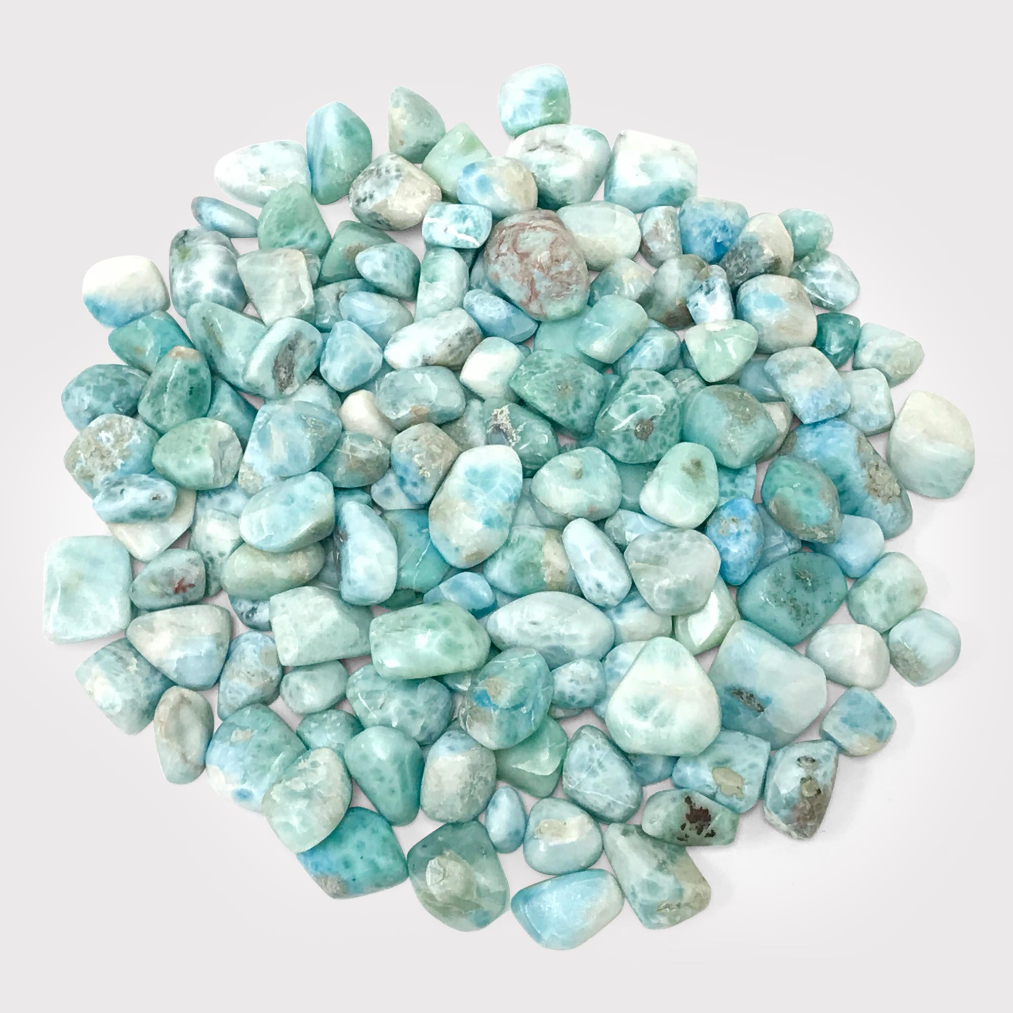 1 lb Natural Polished Larimar Gemstone Tumbled Stones - Bulk Healing Crystals for Meditation, Reiki, Jewelry Making & Home Decor