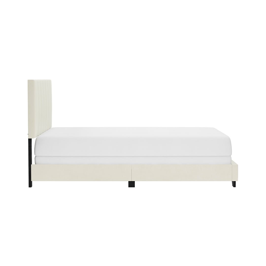 Channel Upholstered Queen Size Bed - Luxurious Fabric Headboard for Master Bedroom & Guest Room