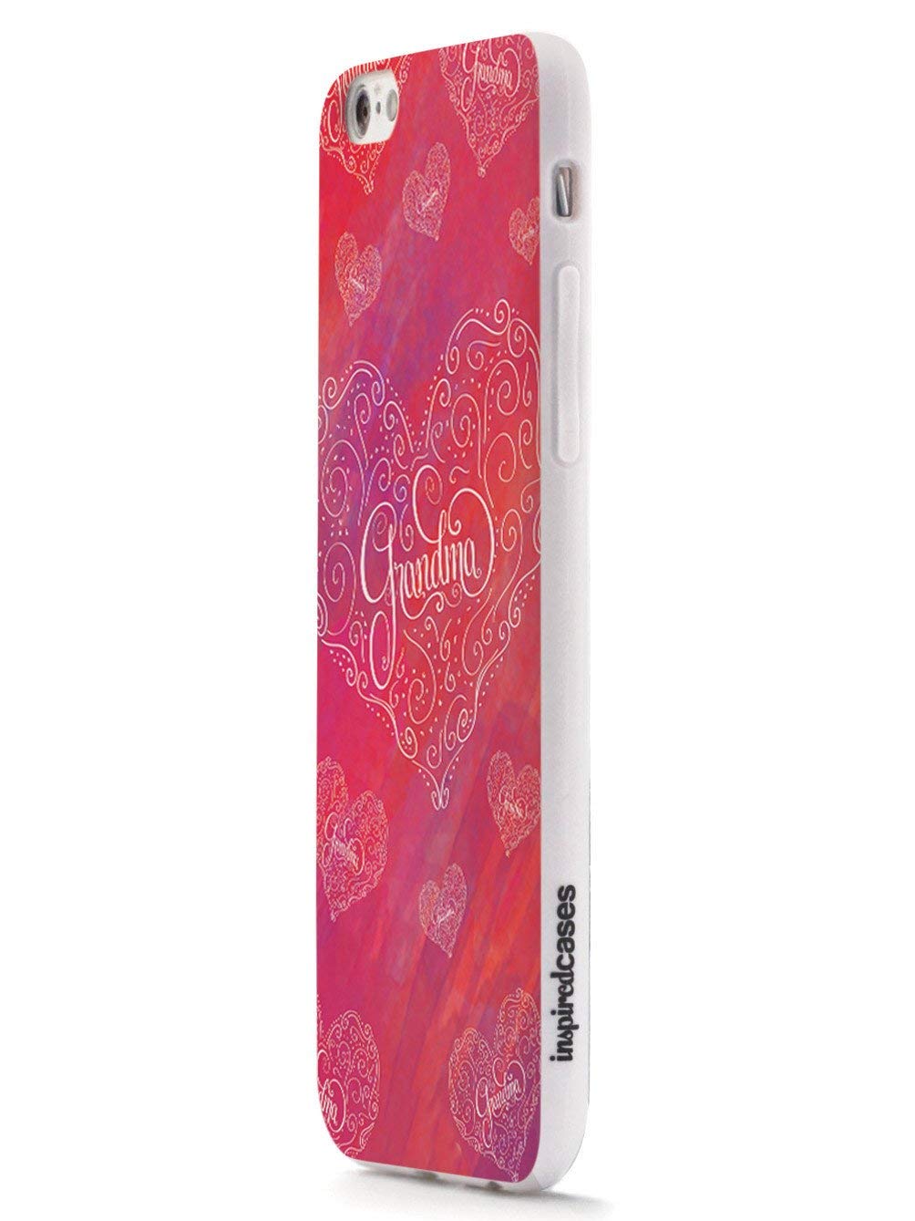 Inspired Cases - Premium 3D Textured Protective Phone Case Compatible with Apple iPhone 8 Plus - Cute Grandma Doodle Pink Heart Design - Perfect for Everyday Use, Gifts & Fashion Accessories