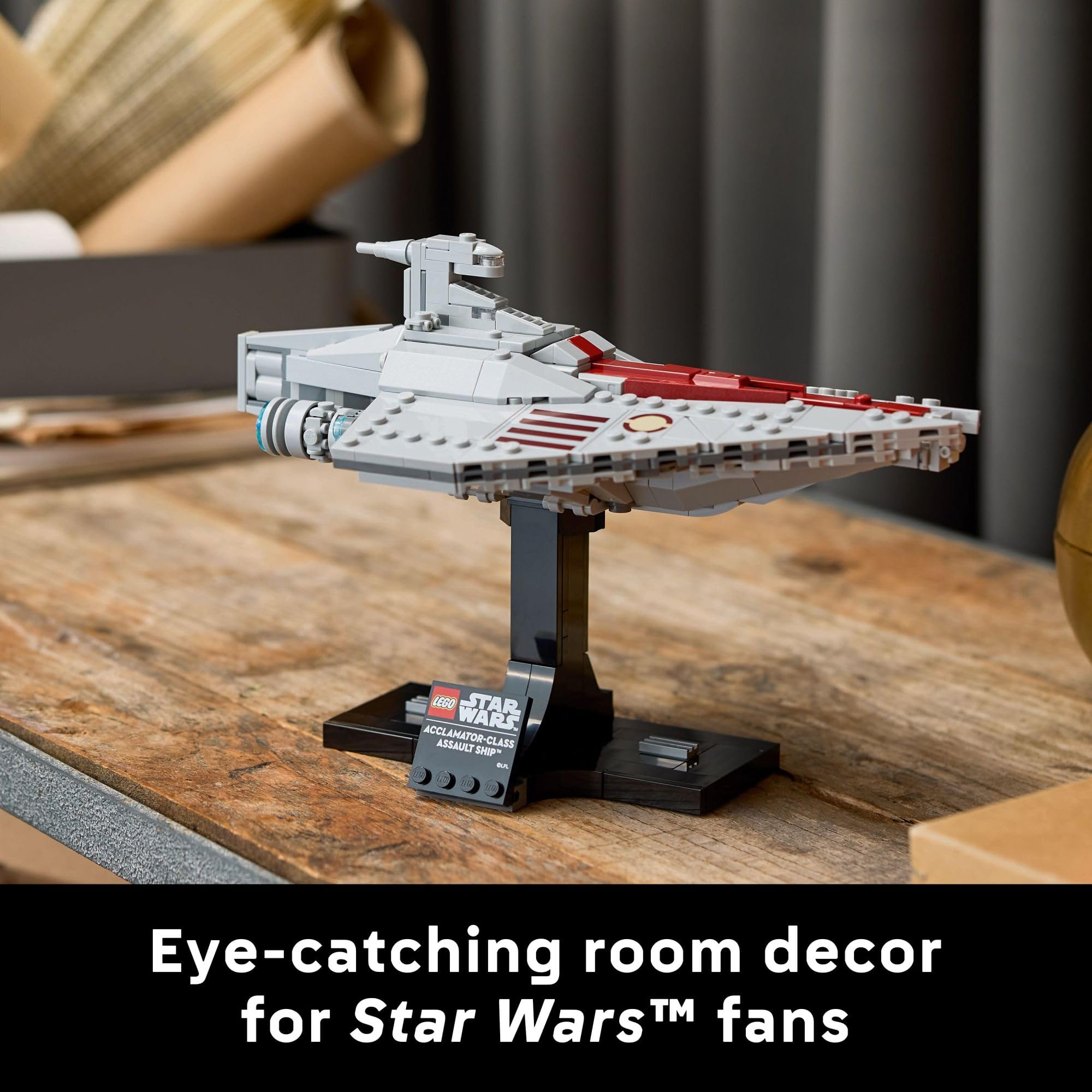 LEGO Star Wars: Attack of The Clones Acclamator-Class Assault Ship Building Set (75404) - Star Wars Collectible Model Kit with Display Stand for Adults - Perfect for Home Office Decor, Gift for Fans & Star Wars Enthusiasts