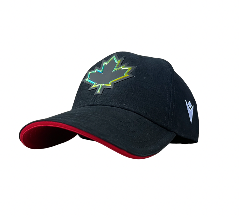 Adjustable Black Canada Leaf Hat - Perfect for Outdoor Activities, Hiking, and Casual Wear