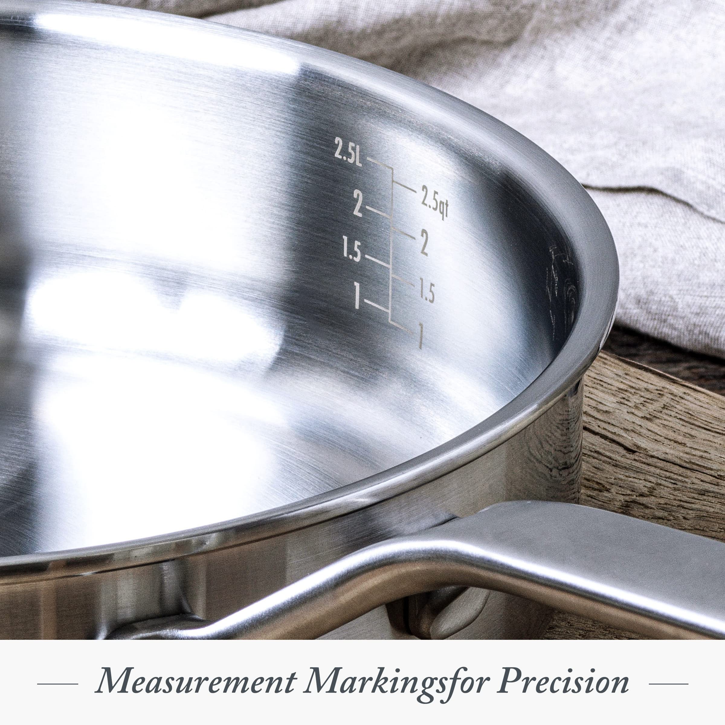 Merten & Storck Tri-Ply Stainless Steel 8-Piece Cookware Set - Professional Pots & Pans with Multi-Clad Construction, Measurement Markings, Drip-Free Pouring Edges & Durable Glass Lids - Induction, Oven & Dishwasher Safe - Perfect for Home Cooking, Restaurant Use & Gift Giving