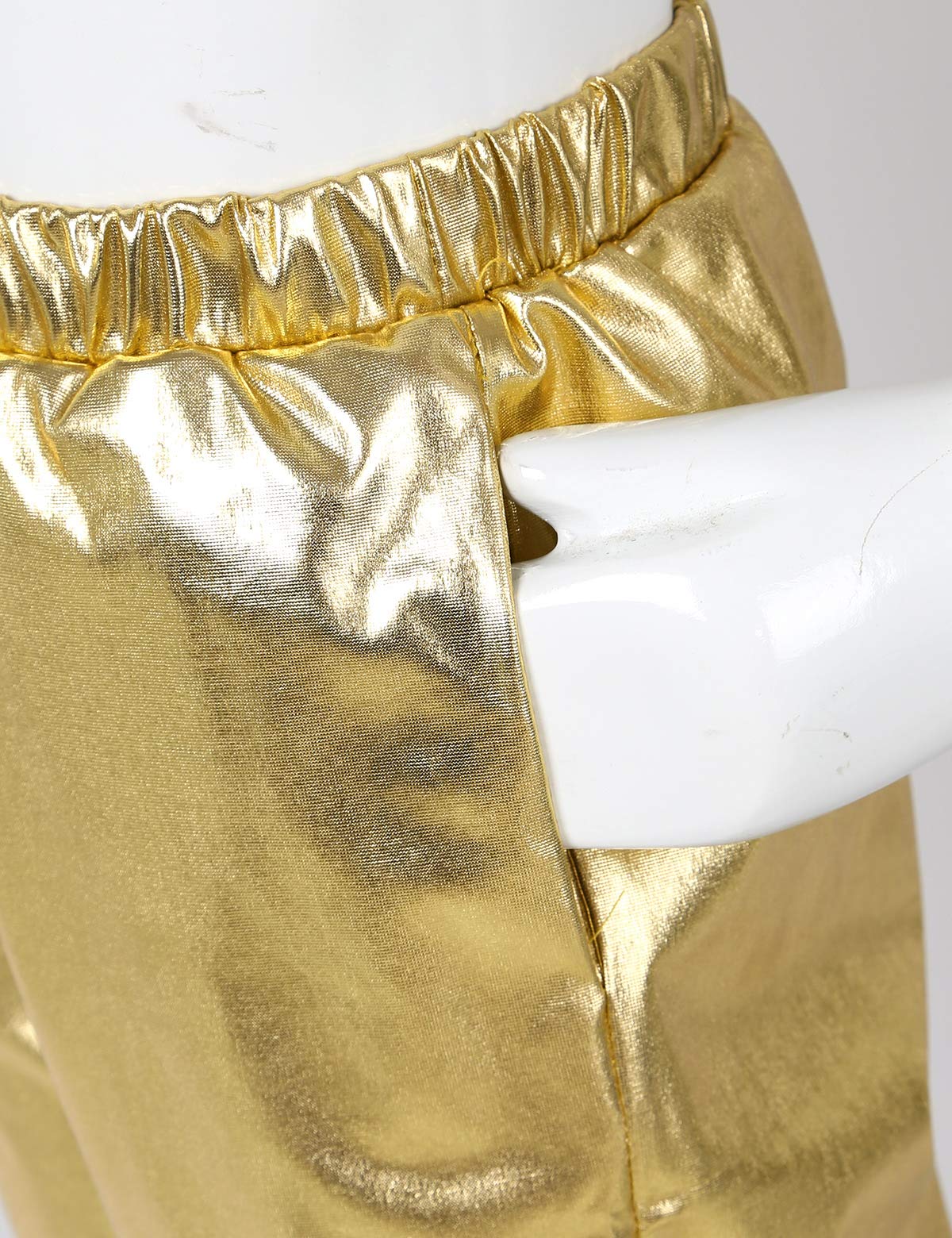 Gold Dance Pants for Girls - Metallic Elastic Harem Pants & Kids Fancy Dress Up Hot Pants | Perfect for Dance Performances, Costume Parties & Playtime