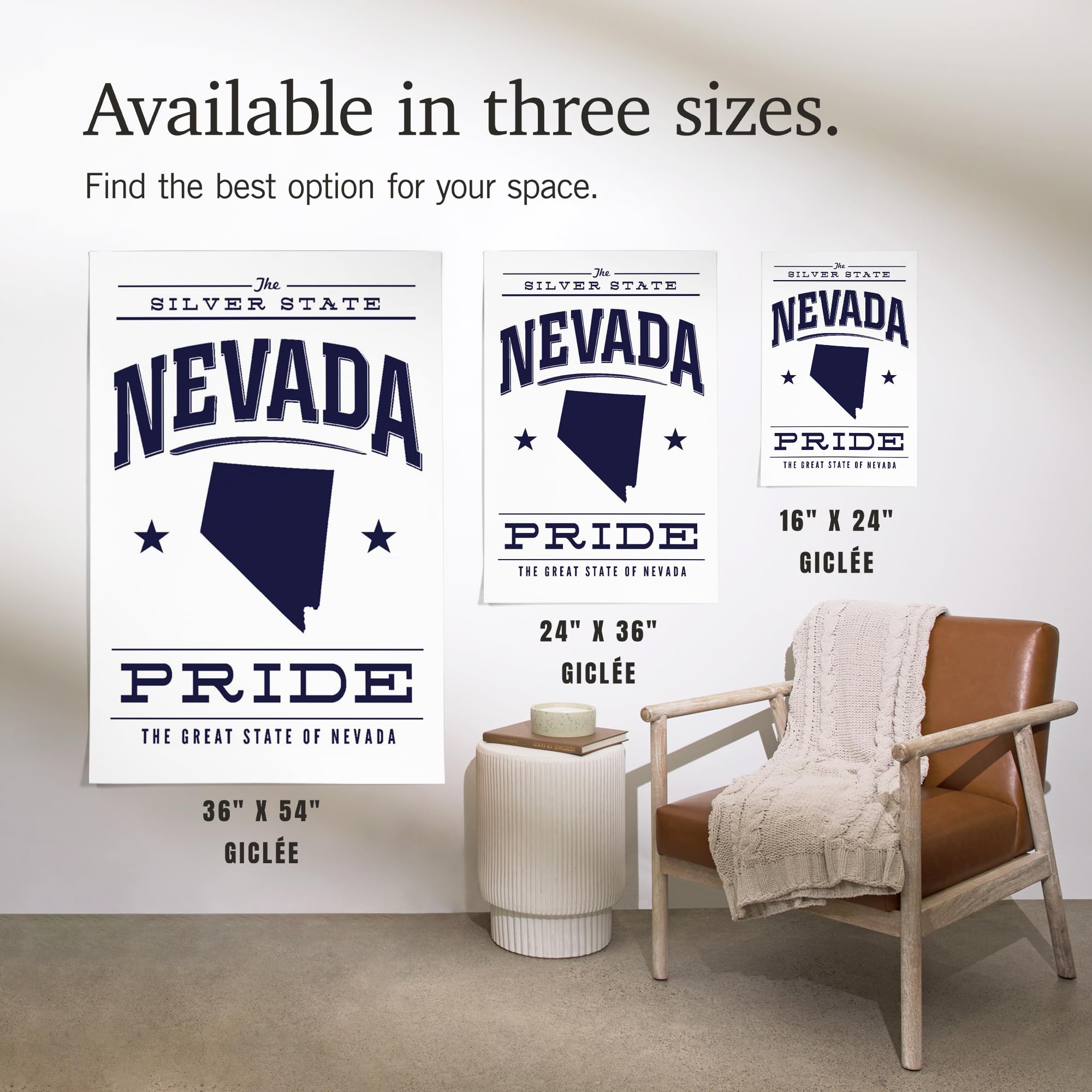 Lantern Press 16x24 Inch Premium Giclee Art Print - Nevada State Pride Wall Decor in Classic Blue & White | Perfect for Home, Office & Gift Giving