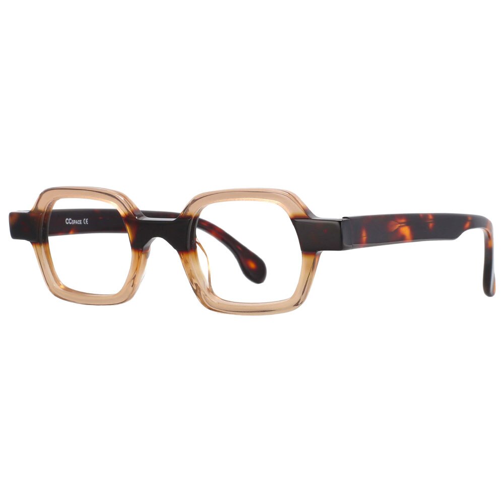 CCspace Unisex Full Rim Square Acetate Small Punk Frame Eyeglasses 49804 - Stylish Retro Glasses for Men & Women, Perfect for Daily Wear, Work, and Fashion Outfits