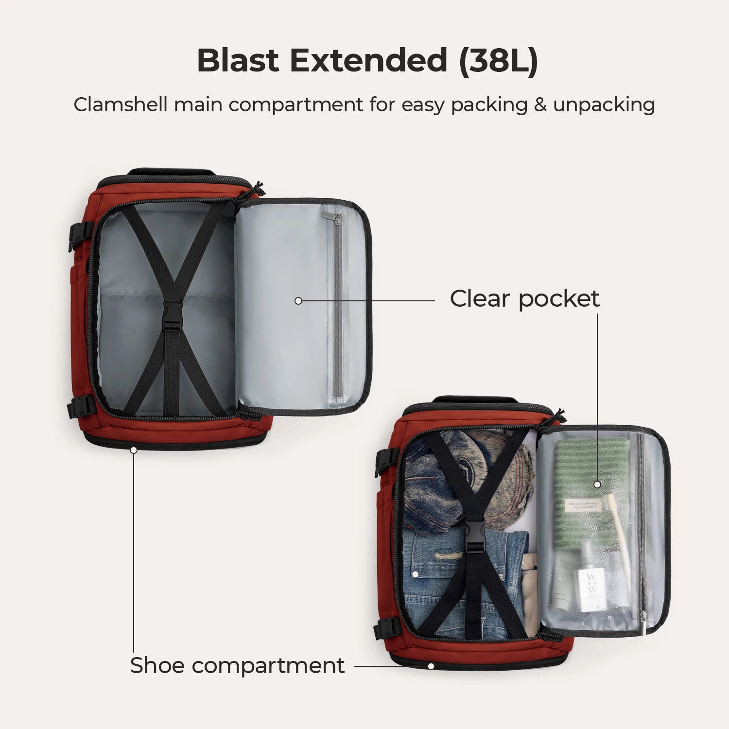 Blast Travel Backpack - Lightweight Waterproof Carry-On Backpack for Men & Women - Perfect for Airplane, Hiking, Camping & Daily Commute