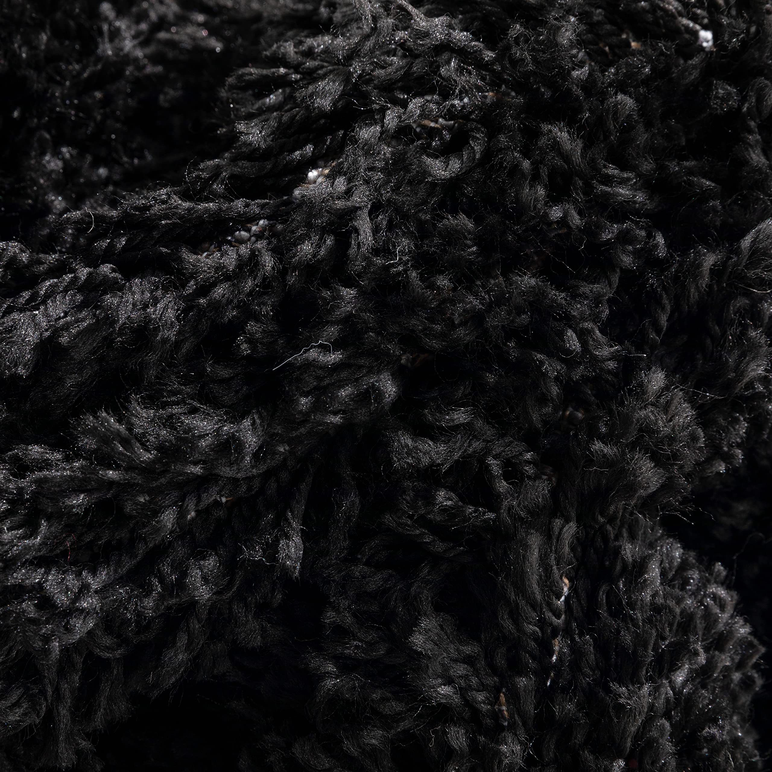 Well Woven Elle Basics Emerson Shag Black Textured Area Rug 5'3