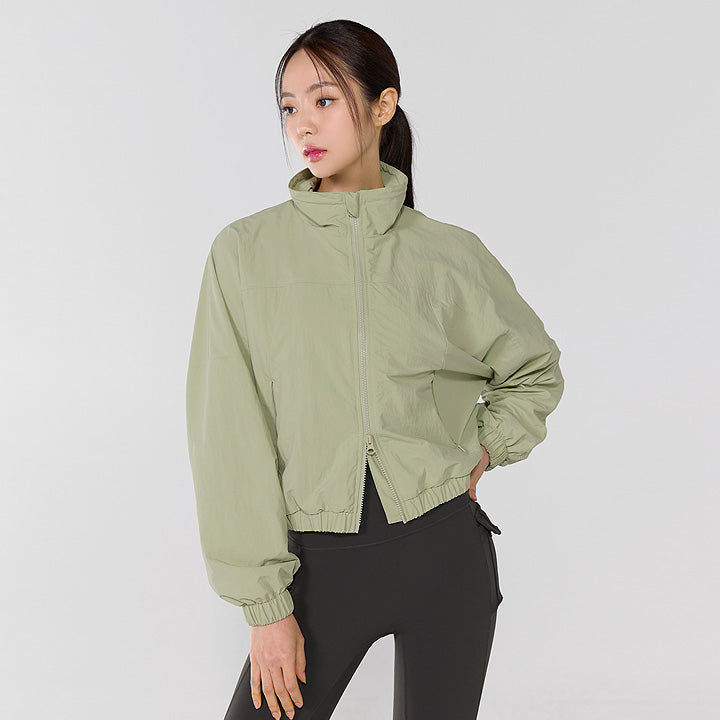 Women's High Neck Dolman Sleeve Crop Windbreaker Jacket - Lightweight Breathable for Running, Hiking & Outdoor Activities