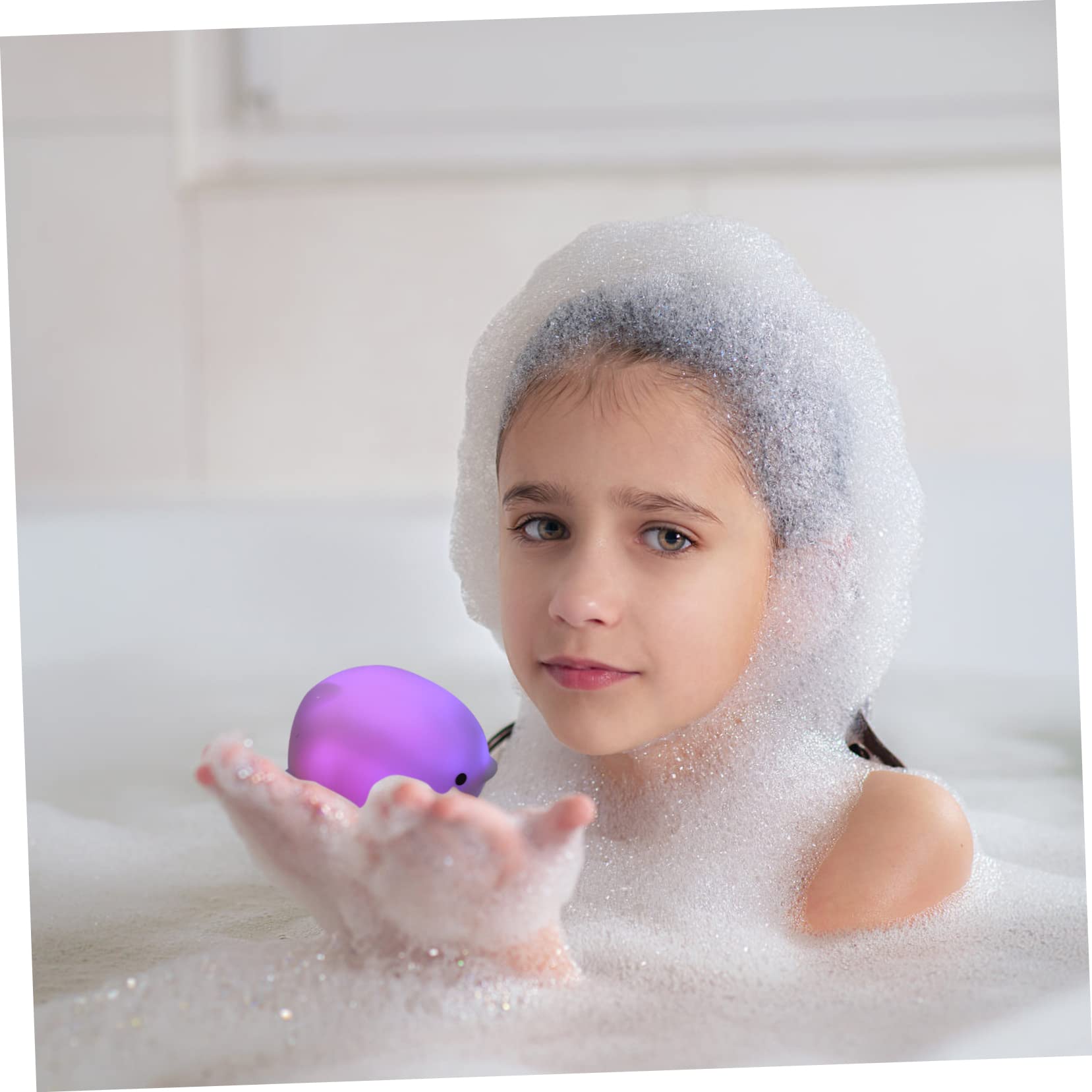 UPKOCH 4-Piece LED Bath Toys for Kids - Glow in the Dark Bathtub Fun, Floating Light-Up Water Play Set for Toddlers & Children - Perfect for Nighttime Baths, Sensory Play & Pool Parties