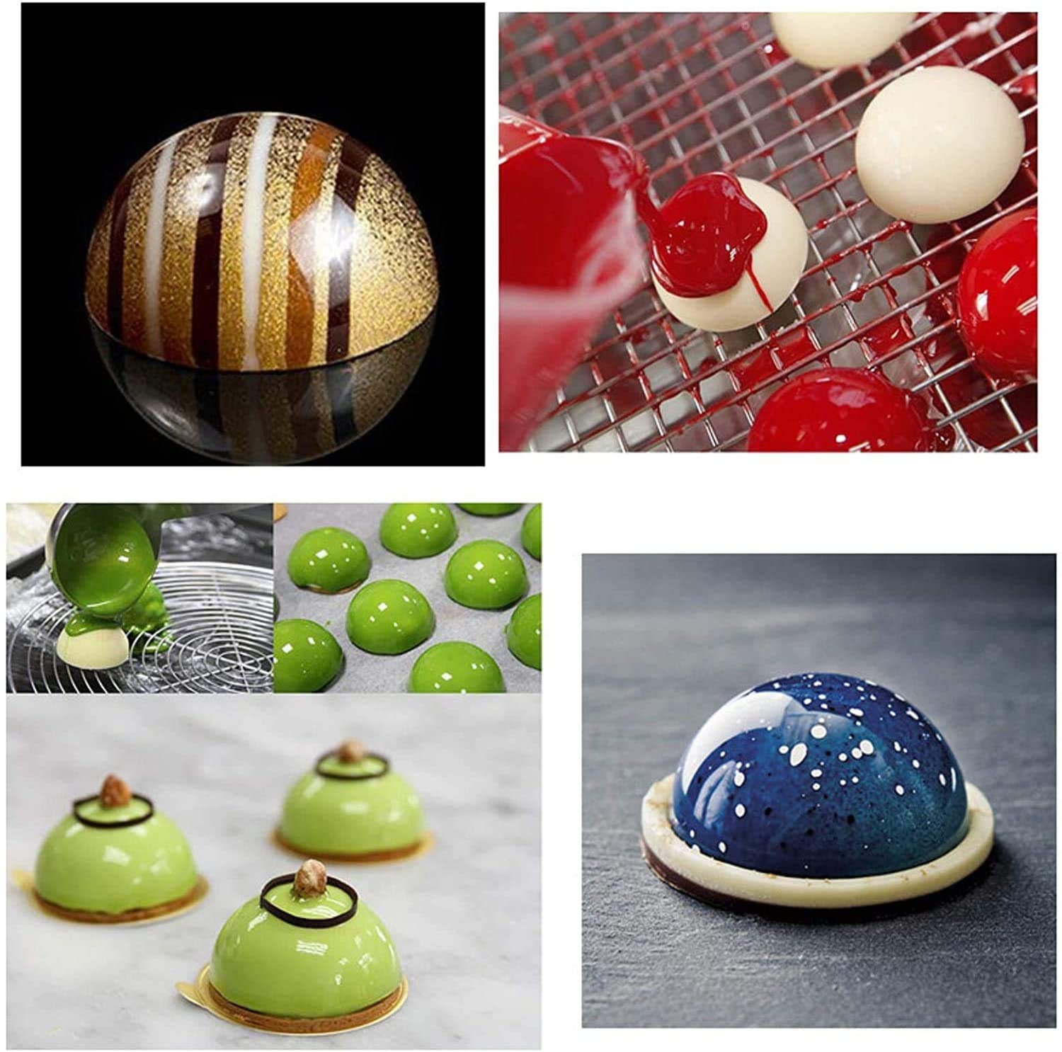 3-Pack Semi Sphere Silicone Chocolate Molds - 6-Cavity Baking Molds for Hot Chocolate Bombs, Cake, Jelly, Mousse, Soap & Ice Cubes - Perfect for Holiday Baking, DIY Desserts & Party Treats