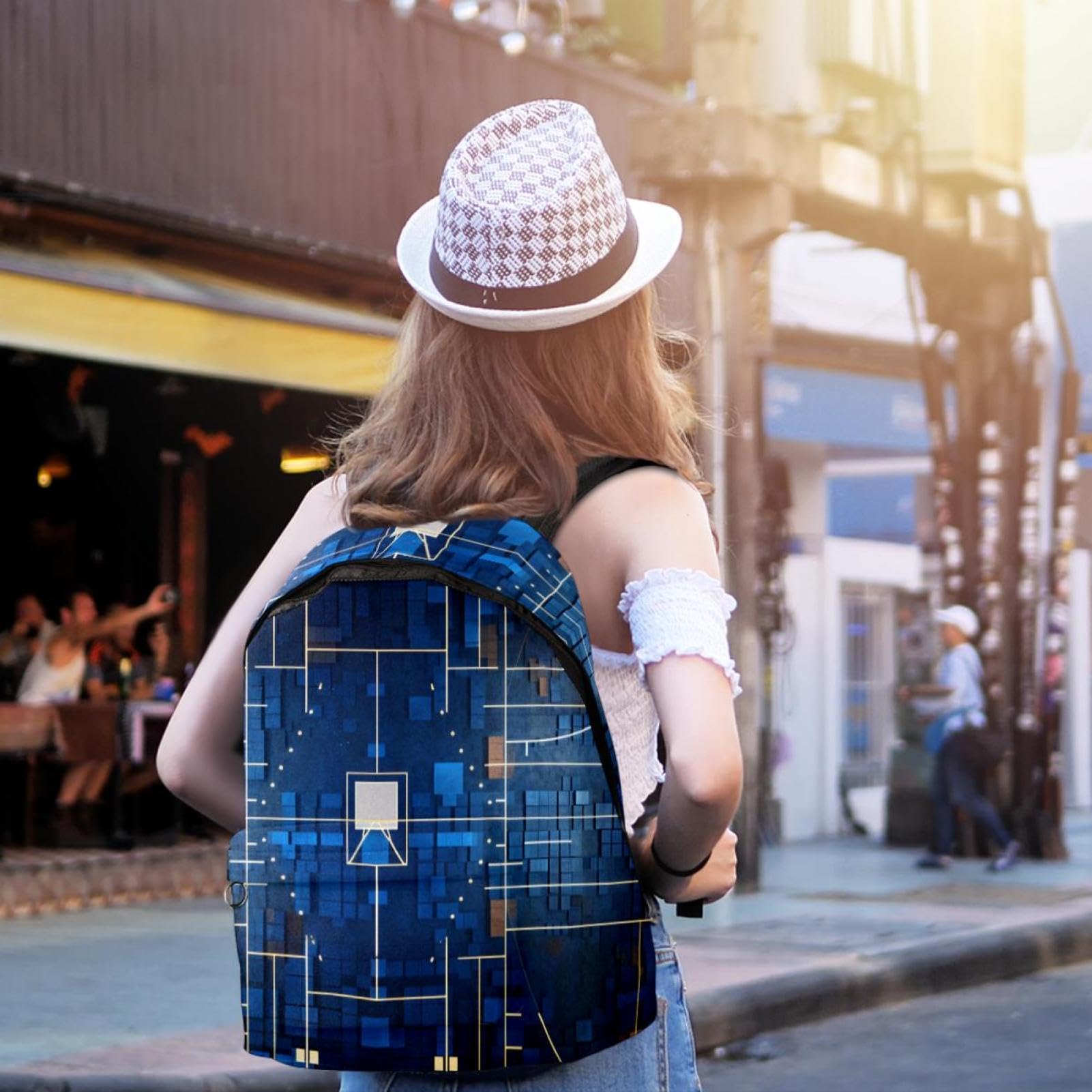 Stylish Unisex Travel Backpack - Durable Basketball Court Design Backpack for Women & Men - Perfect for Commuting, Gym, School and Outdoor Adventures