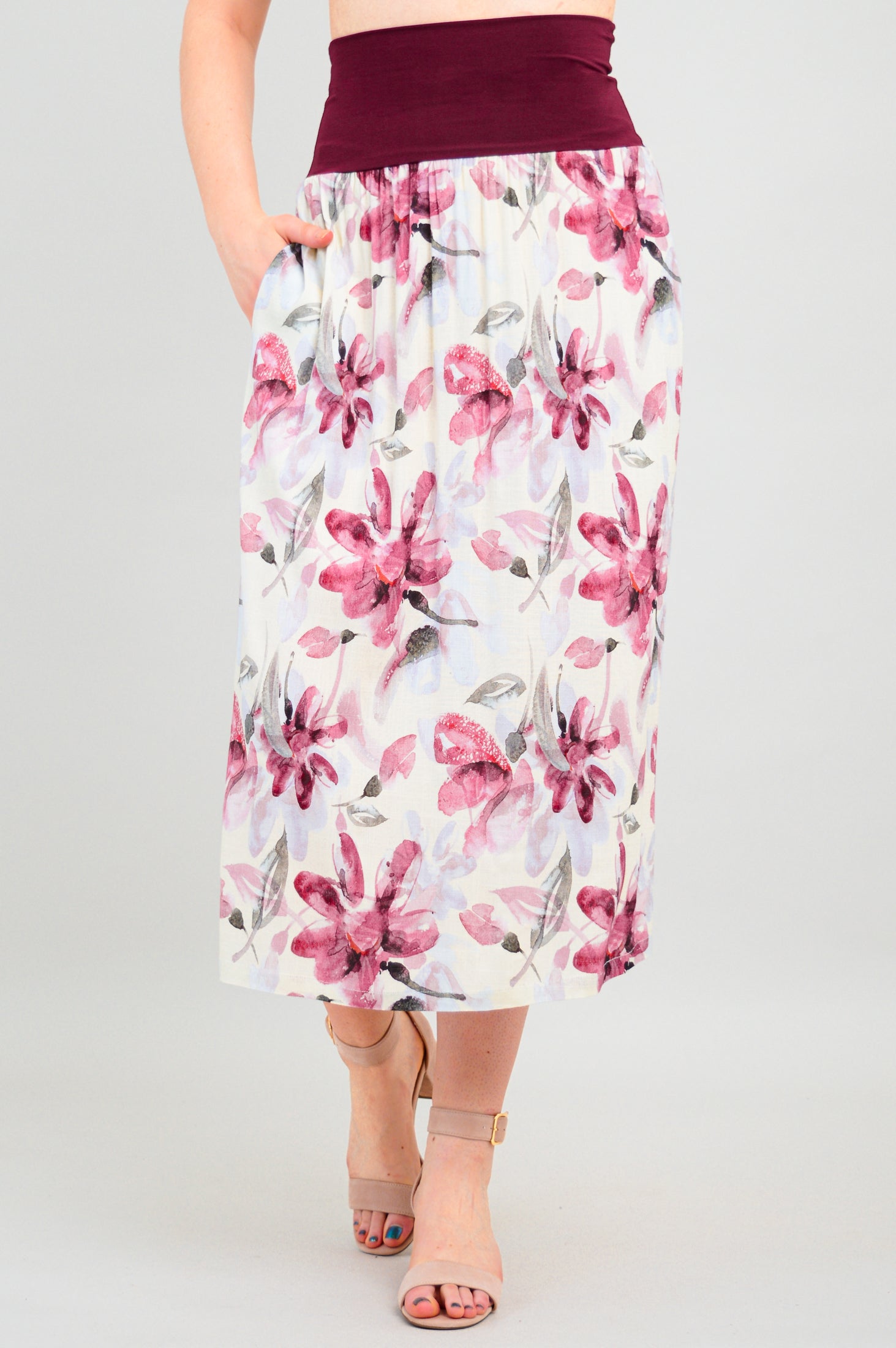 Floral Linen Bamboo Blythe Skirt for Women - Summer Boho Skirt for Beach, Vacation & Casual Outfits