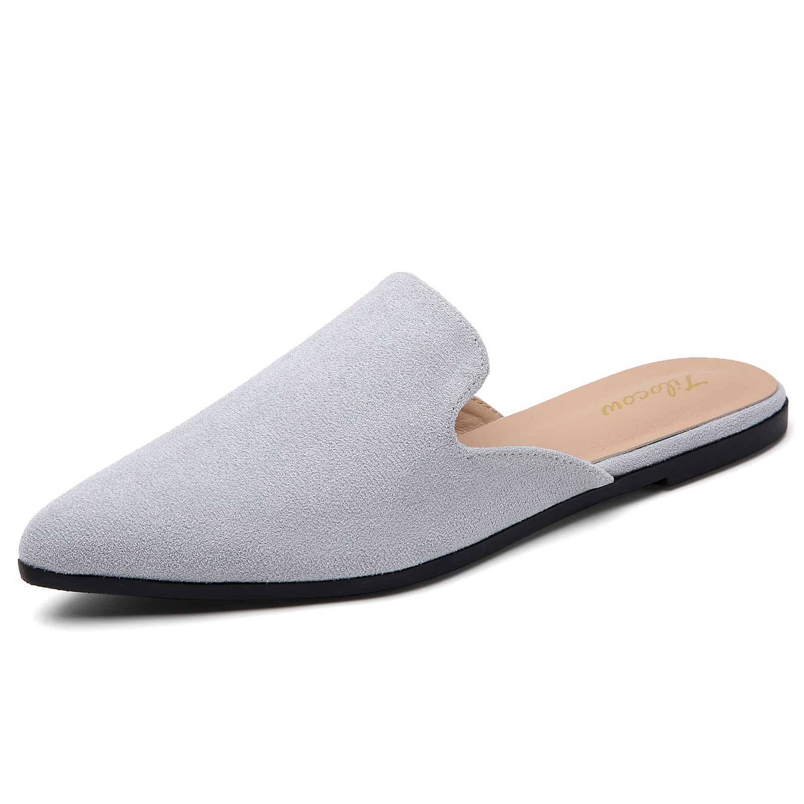 Tliocow Women's Pointed Toe Mule Shoes - Slip On Backless Flats & Loafers for Casual Wear | Perfect for Office, Shopping & Everyday Comfort