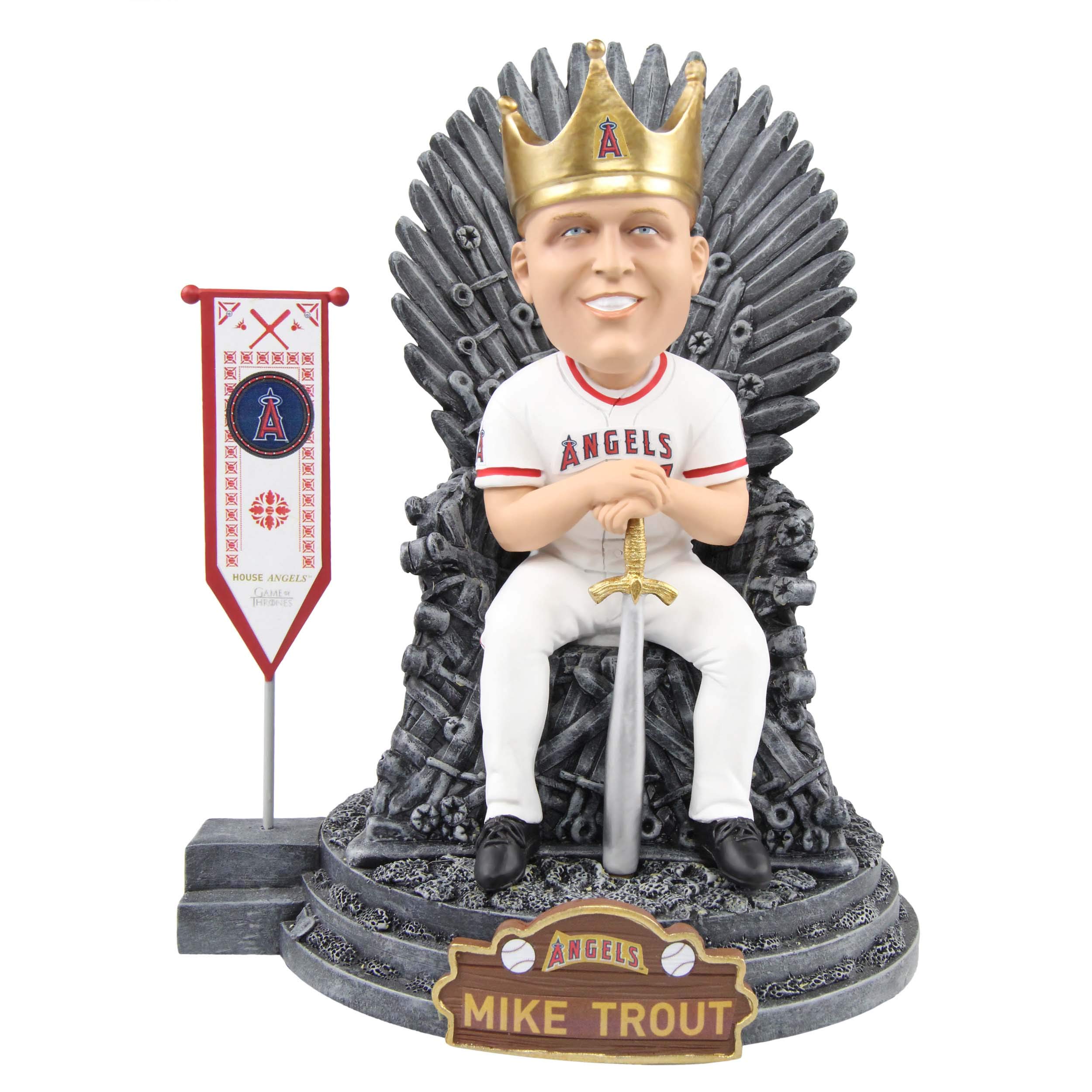 Los Angeles Angels Game of Thrones Iron Throne Bobblehead - Officially Licensed MLB Collectible for Baseball Fans & GOT Enthusiasts - Perfect for Display, Gifts, and Sports Memorabilia Collections
