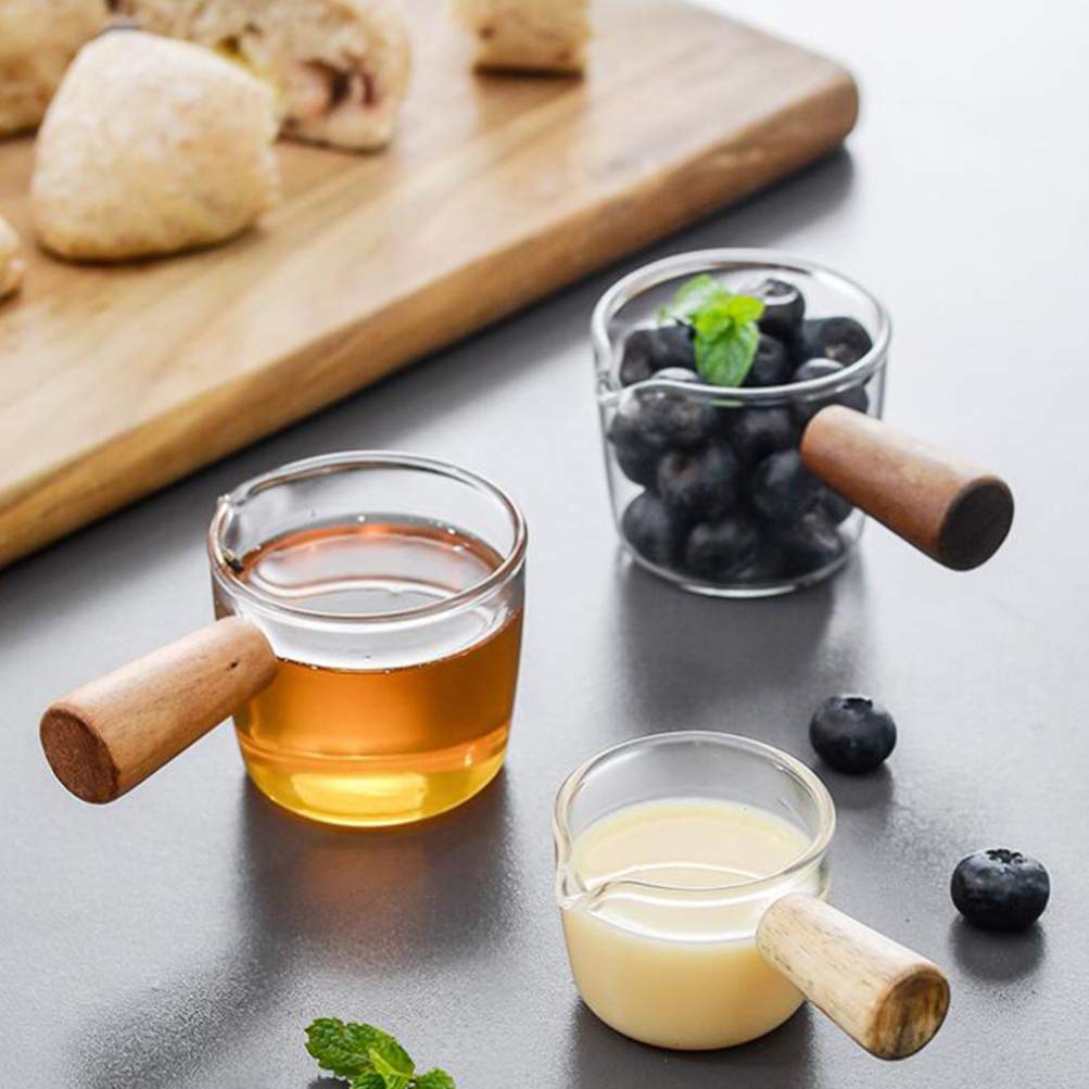 Premium Glass Sauce Dish with Handle - Mini Creamer Jug for Milk, Coffee, and Seasoning - Perfect for Home, Restaurant, and Catering - Elegant Appetizer Serving Dish - Size L - Ideal for Breakfast, Tea Parties, and Fine Dining Presentation