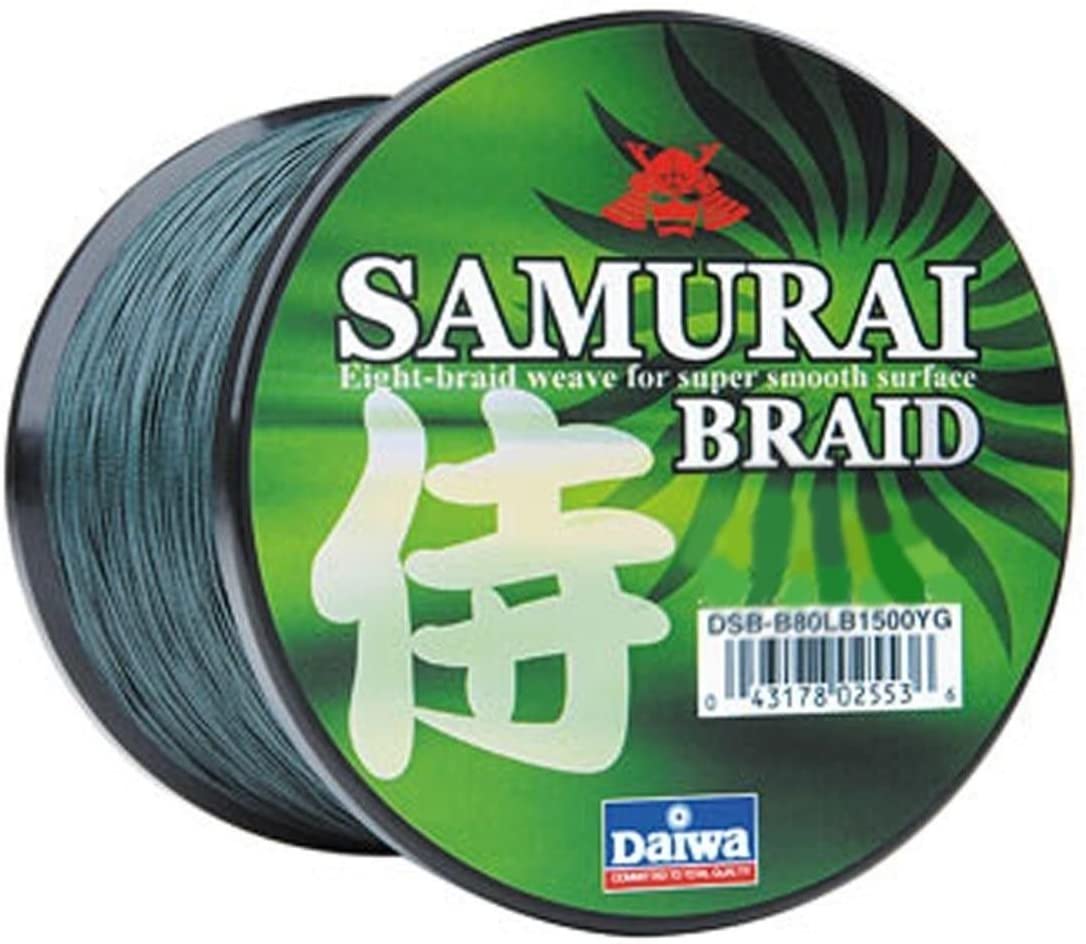 Daiwa Samurai Braided Fishing Line - High Strength Green PE Line for Saltwater & Freshwater Fishing - Perfect for Casting, Trolling, and Surf Fishing