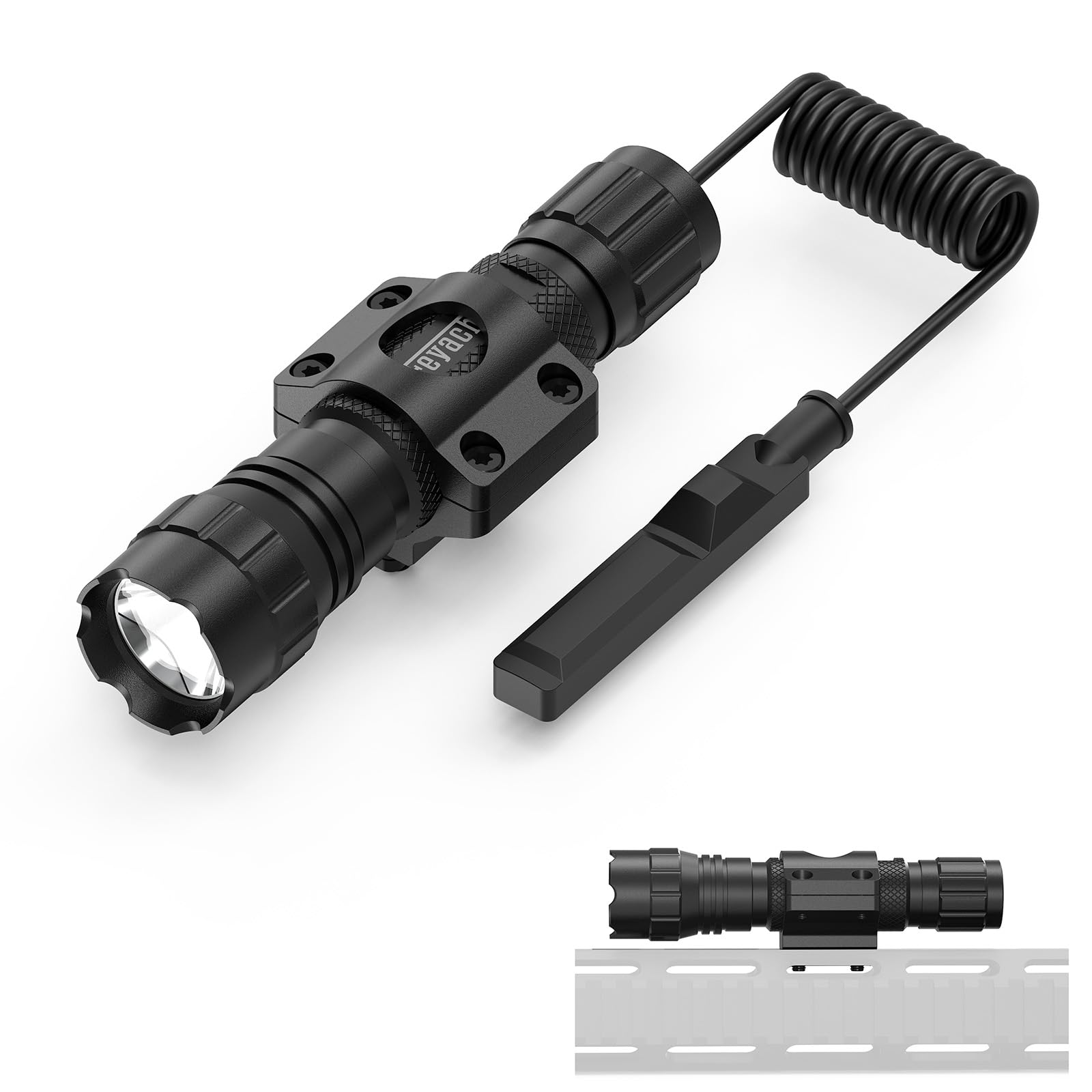 Feyachi FL22-MB 1200 Lumen Tactical Flashlight - LED Weapon Light with Low Profile M-LOK Mount & Pressure Switch | Hunting, Camping, Home Defense, Tactical Use
