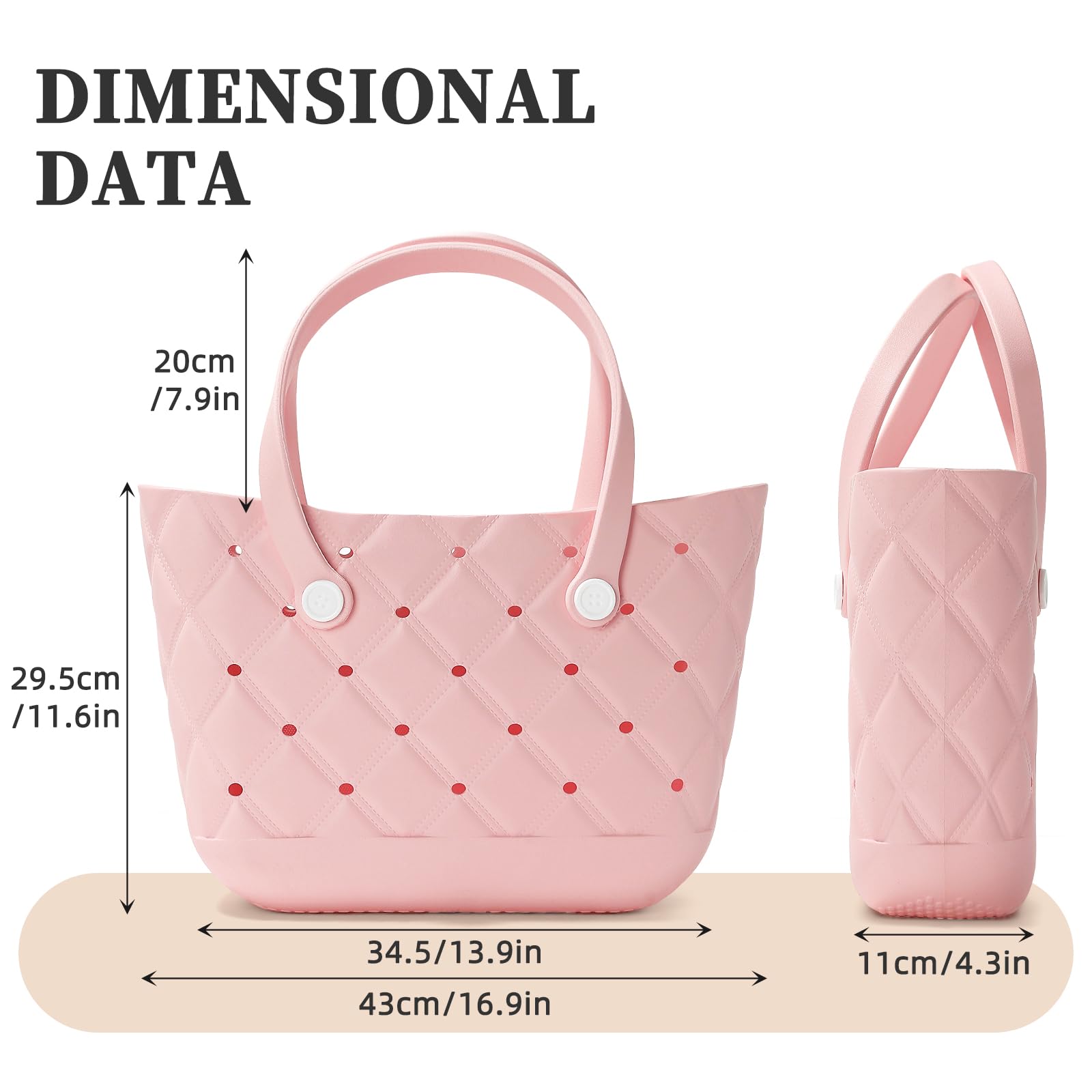 Extra Large Waterproof Beach Tote Bag - Durable Washable Rubber Travel Handbag for Women, Gym, Pool, Shopping & Outdoor Activities | Perfect for Beach Trips, Sports & Market Use
