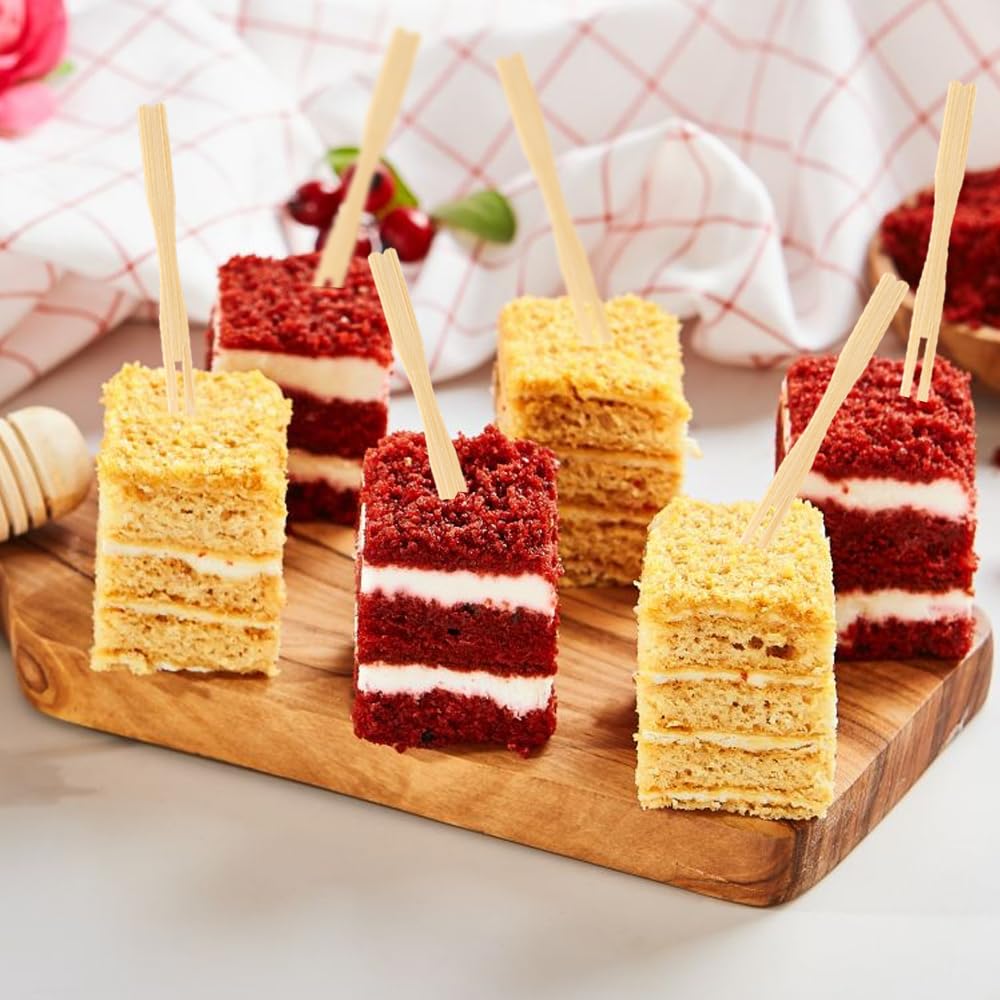 200PCS Bamboo Cocktail Picks - Mini Wooden Skewers for Appetizers, Fruit Kabobs & Party Drinks | Reusable Eco-Friendly Toothpicks for Cocktails, Charcuterie Boards & Wedding Favors
